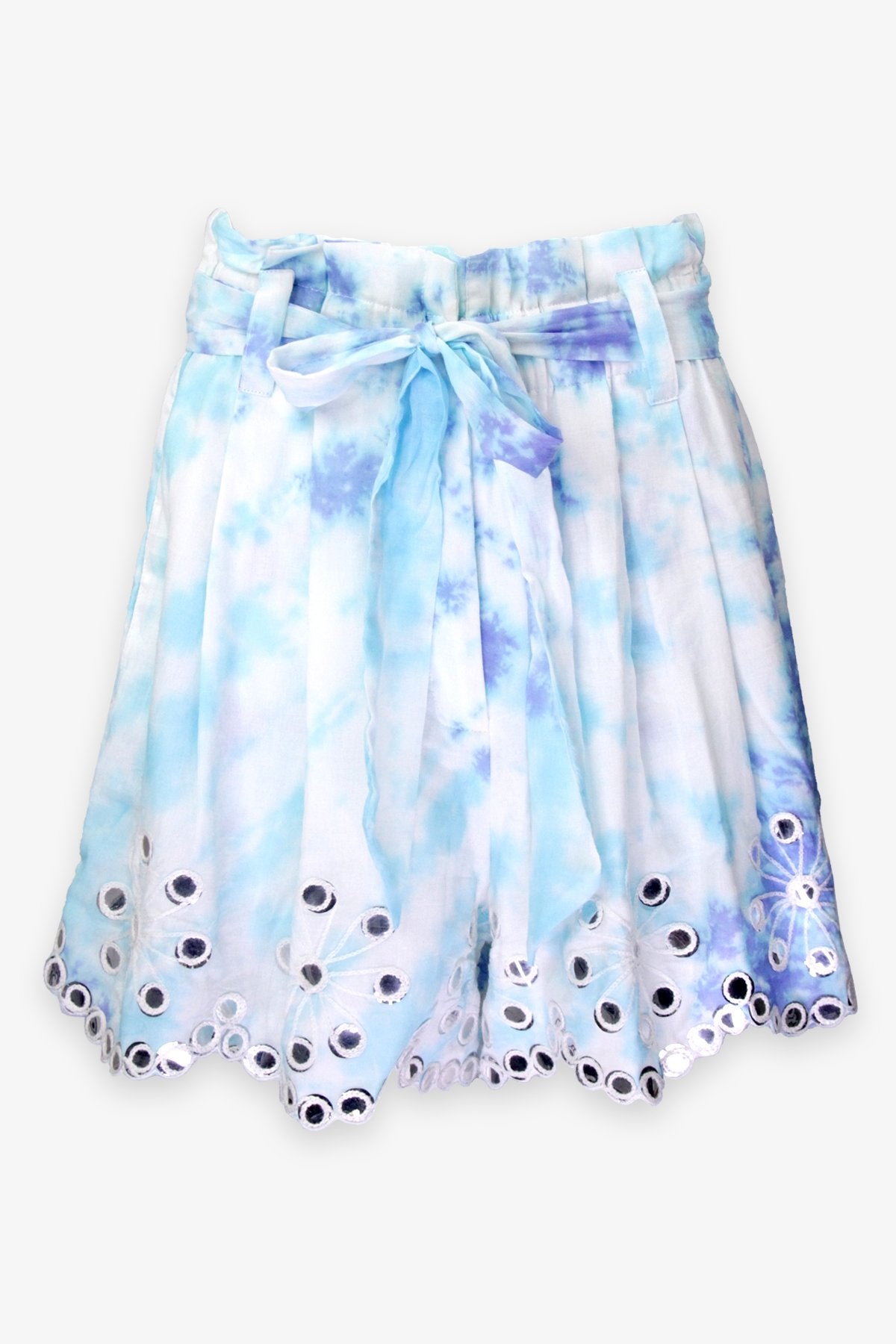 Spiral Tye Dye Shorts with Mirror Turquoise Blue - shop-olivia.com