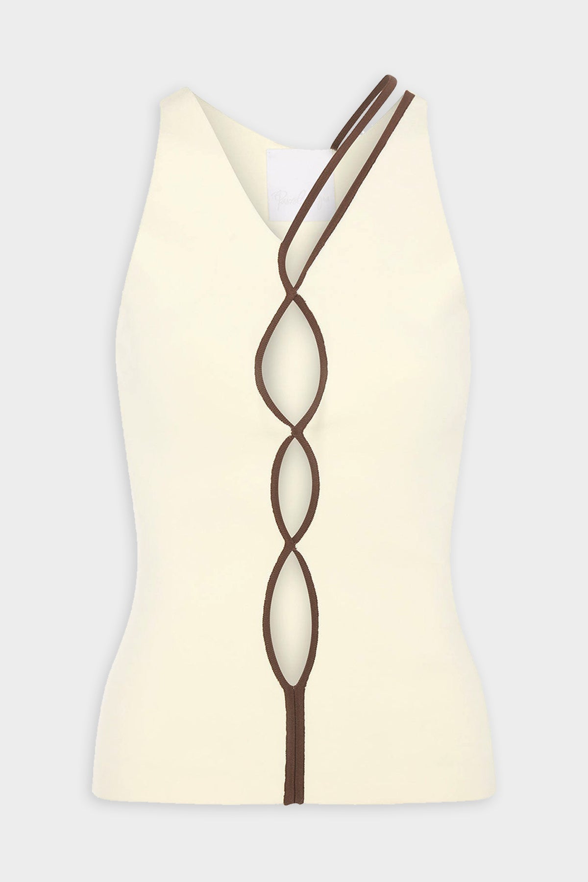 Squiggle Singlet Top in Cream with Carob - shop-olivia.com