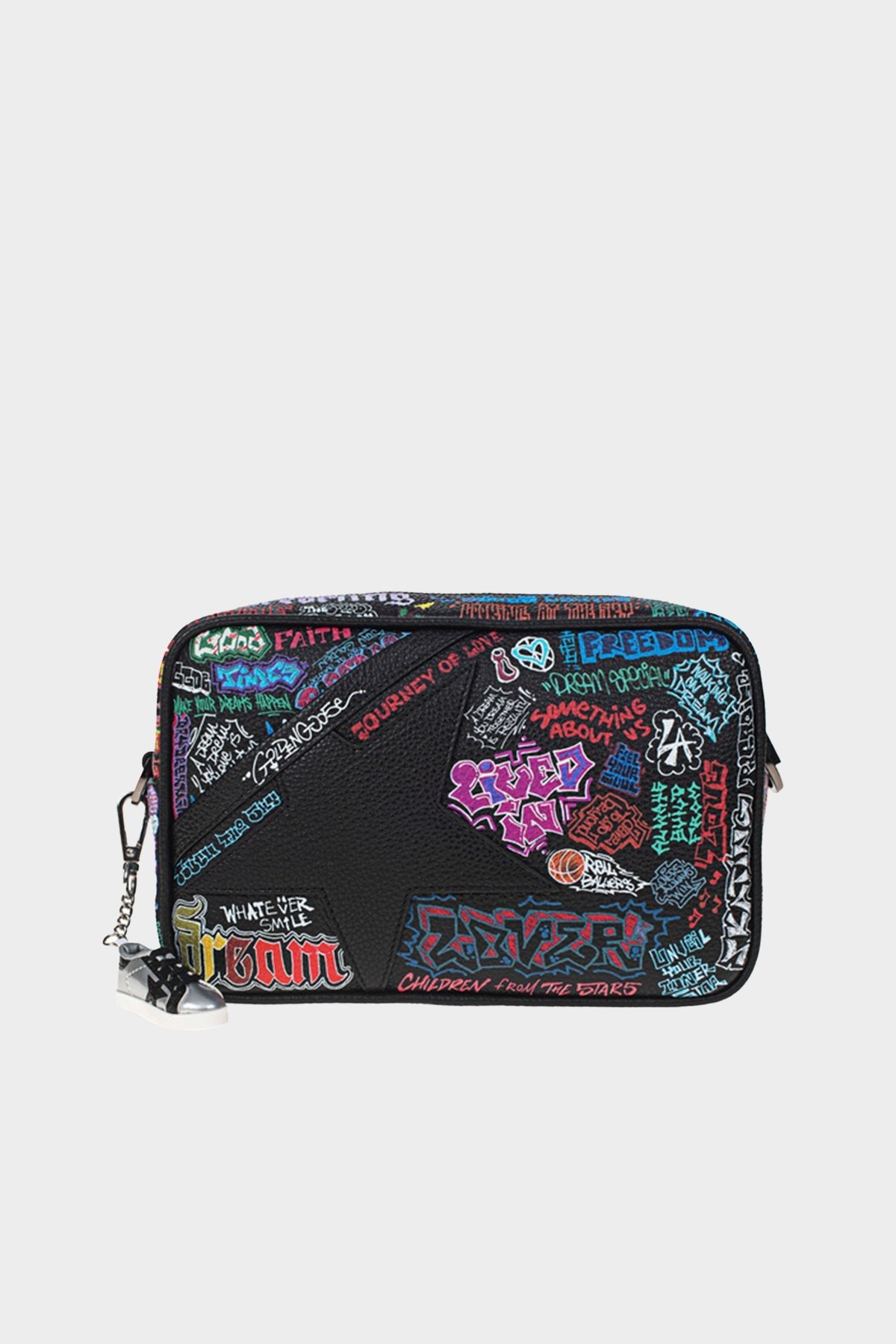 Star Bag Graffiti Leather Bag in Black Multicolor - shop-olivia.com