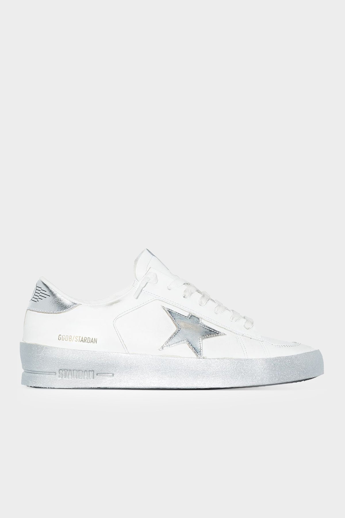 Stardan White Silver Laminated Leather Sneaker - shop-olivia.com