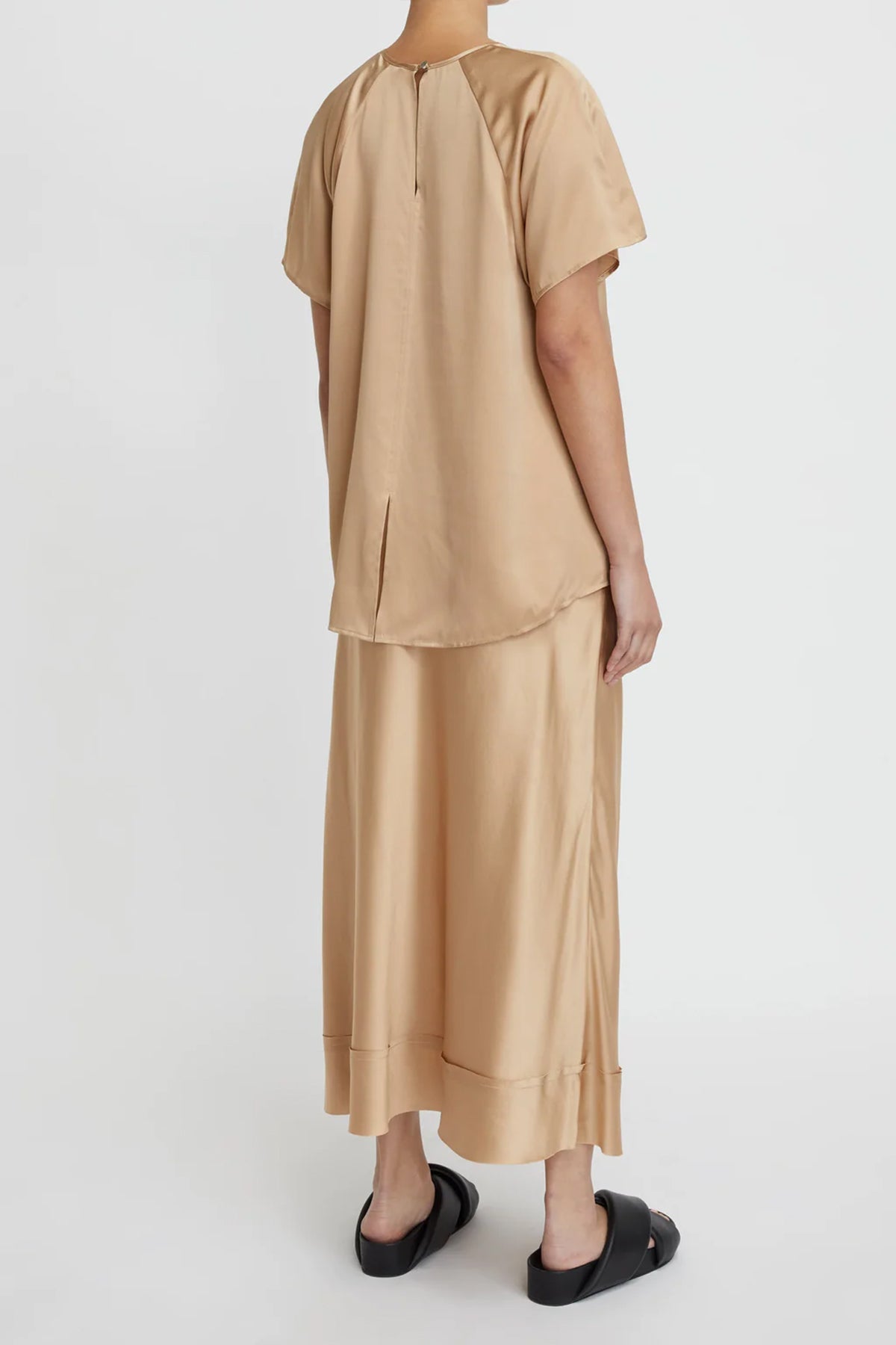Stella Silk Satin Skirt in Honey - shop-olivia.com