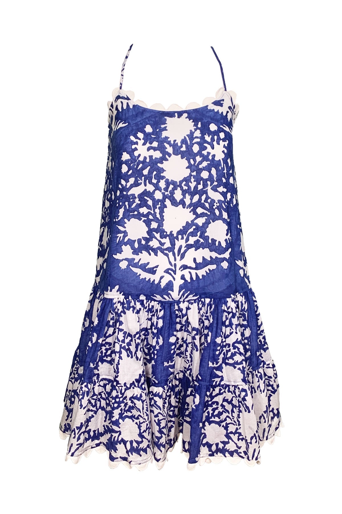Strappy Dress in Palladio Block Print Blue - shop-olivia.com