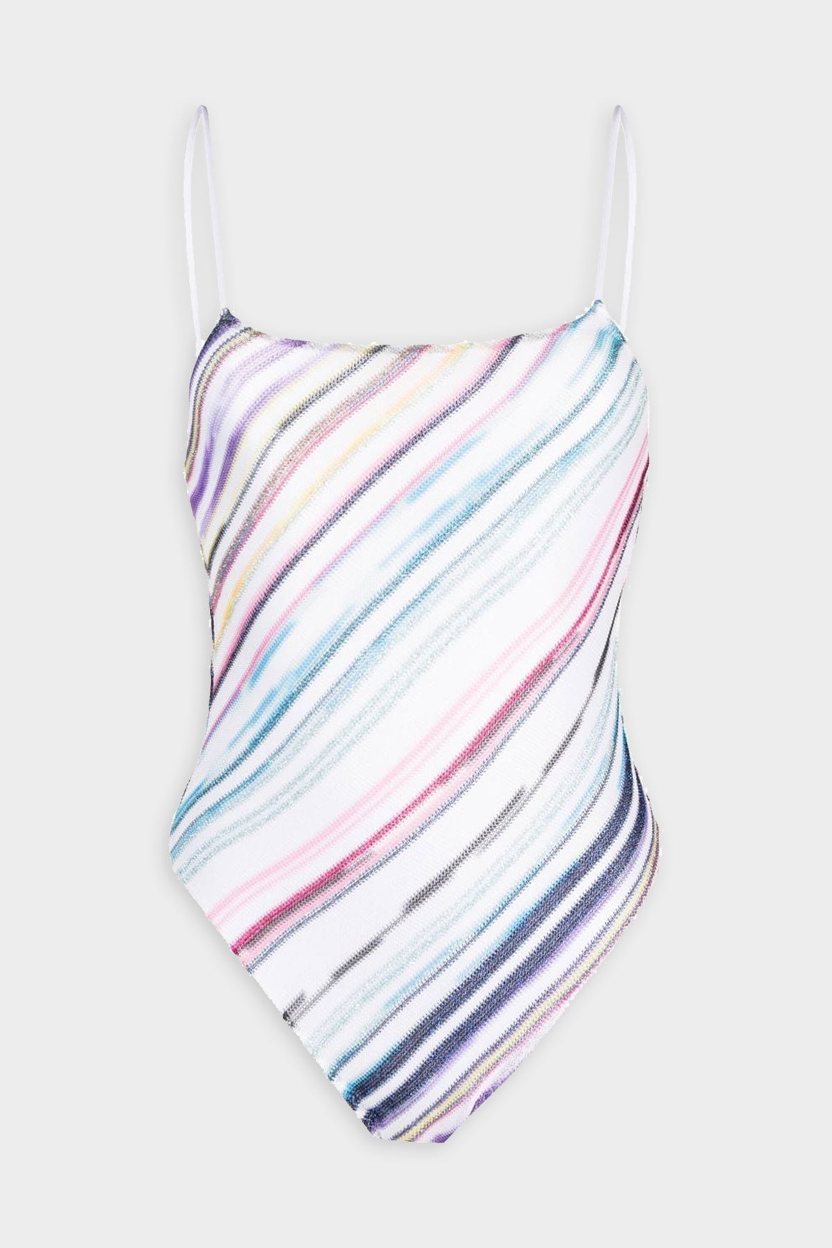Stripe-Print Backless One-Piece Swimsuit in Riga Resort Multicolor - shop-olivia.com
