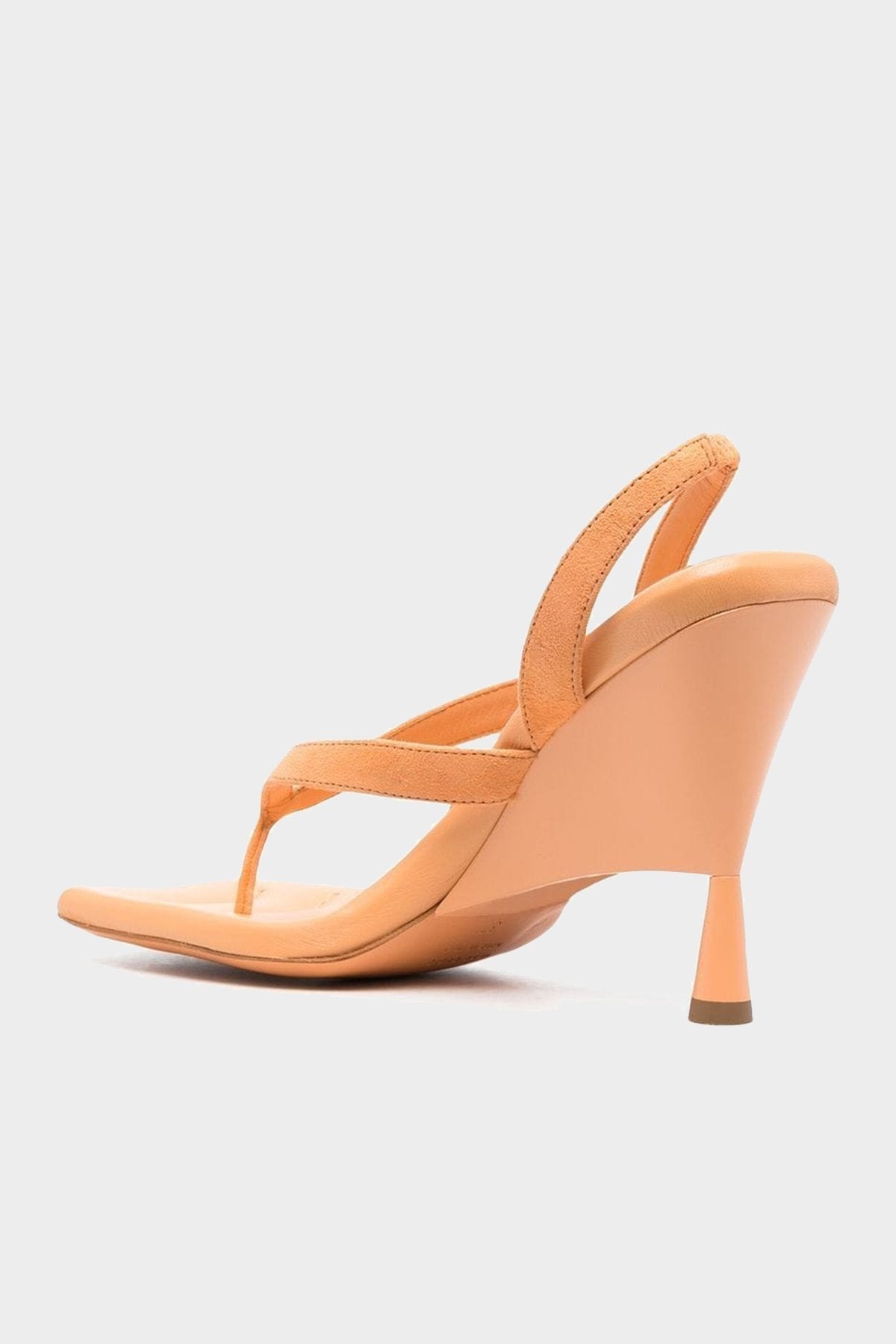 Suede Thong Wedge Sandal in Light Orange - shop-olivia.com