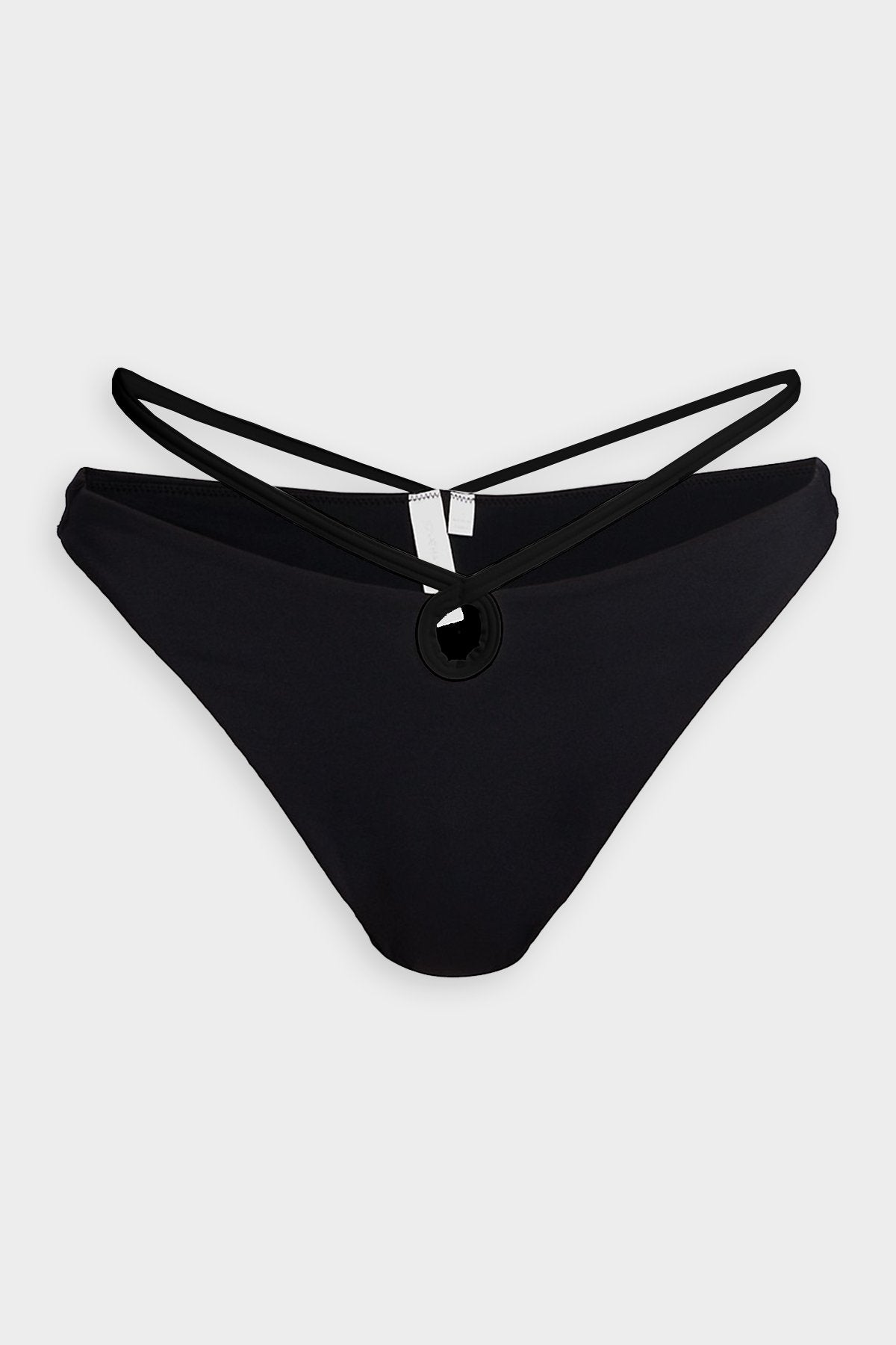 Suki Solid Teardrop Cutout Bikini Bottom in Black - shop-olivia.com
