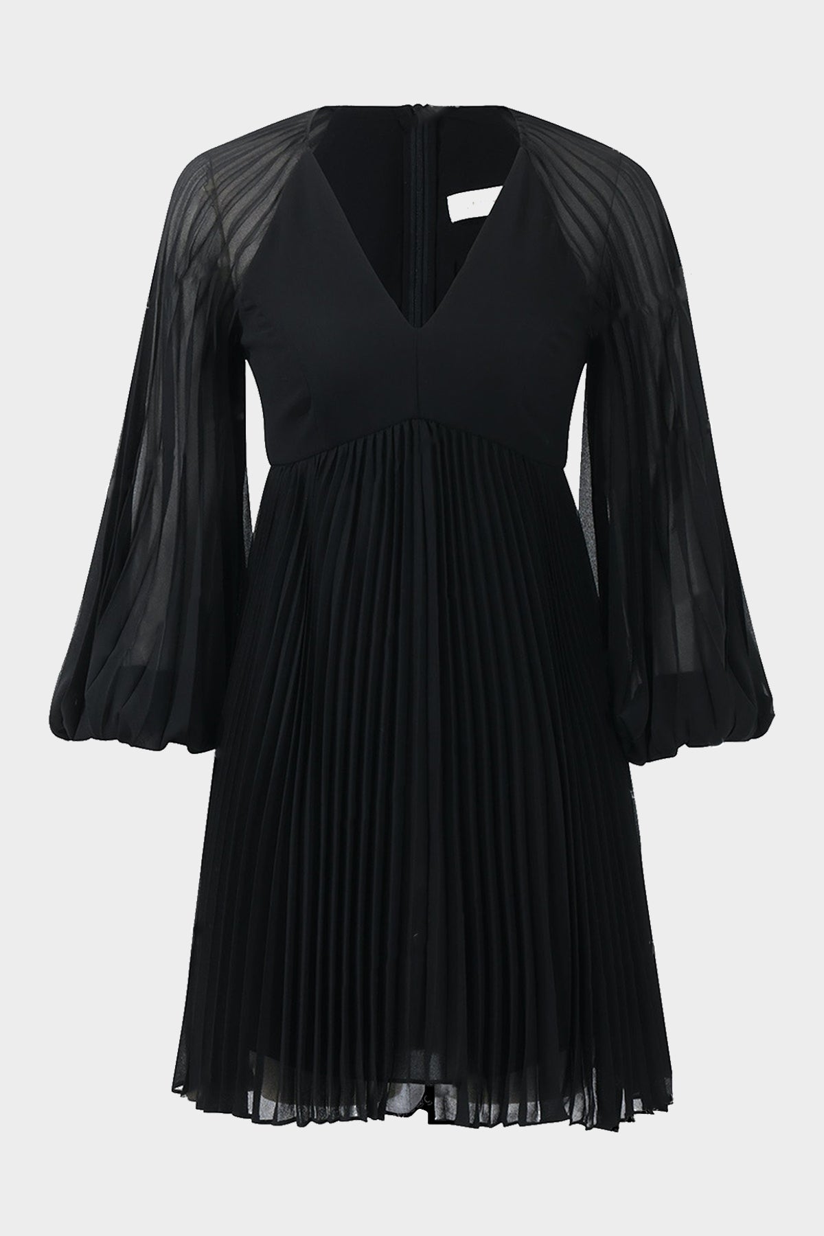 Sunray Pleated Mini Dress in Black - shop-olivia.com