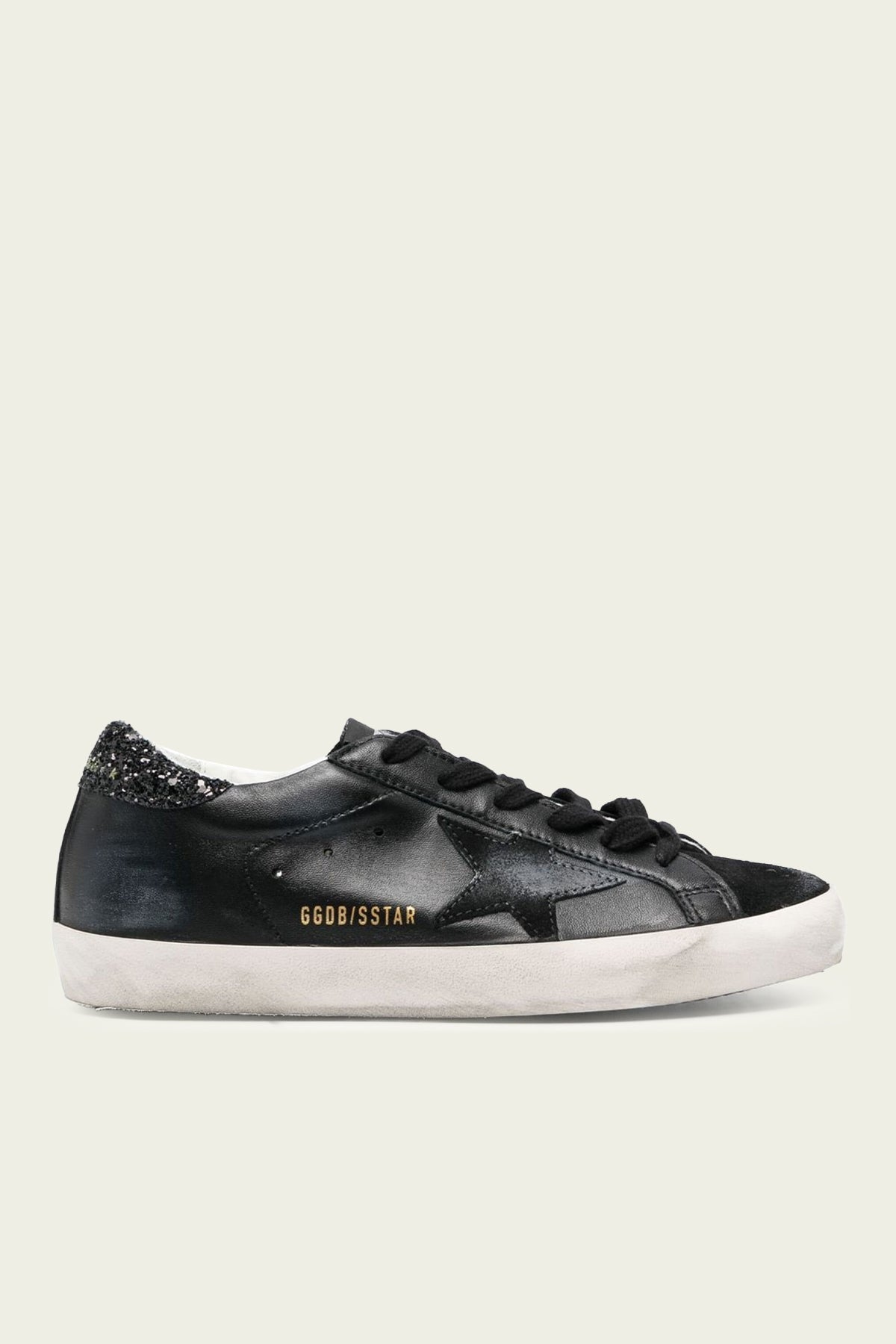 Super-Star All-Black Glitter Back Leather Sneaker - shop-olivia.com
