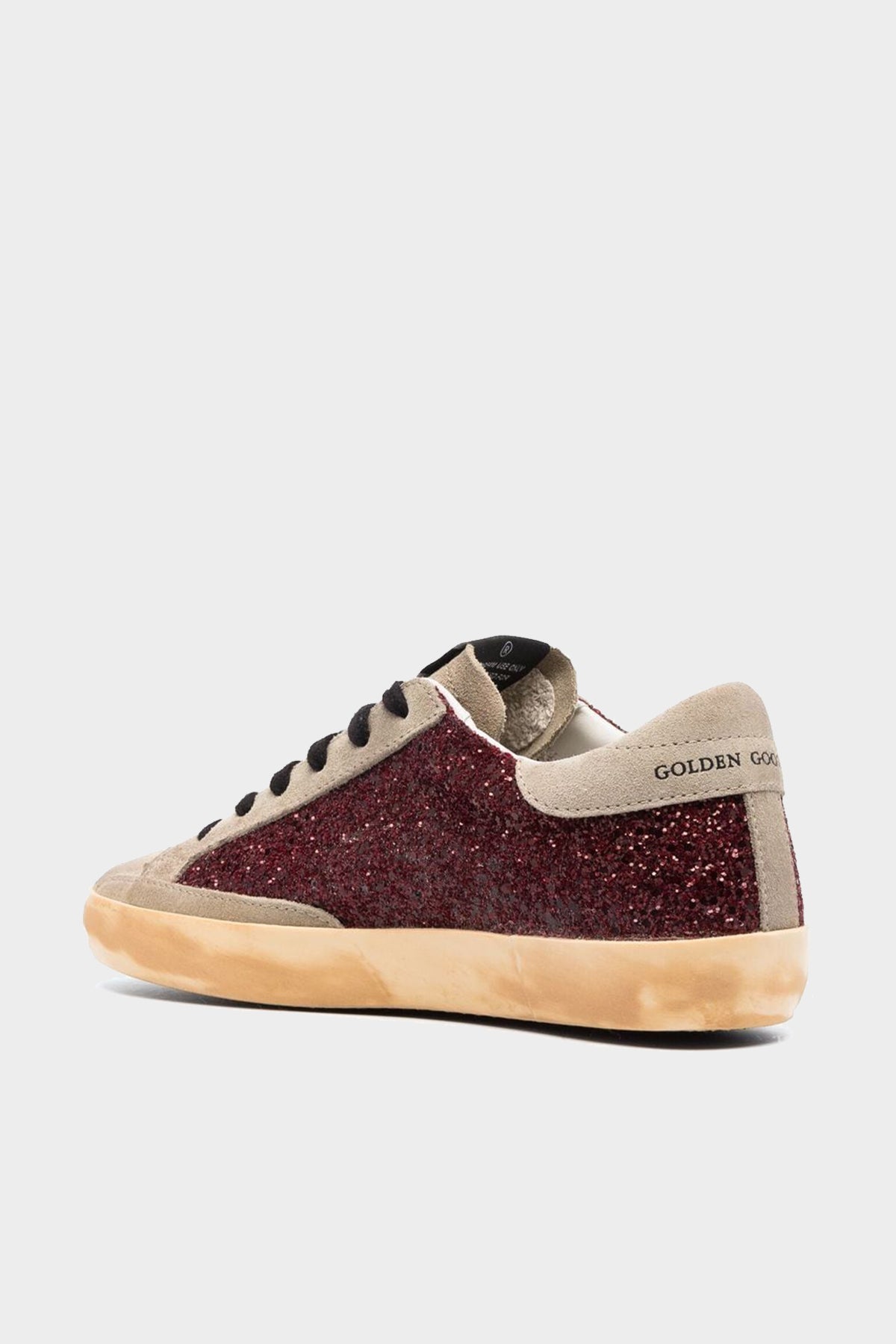 Super-Star Bordeaux Glitter Leather Sneaker - shop-olivia.com