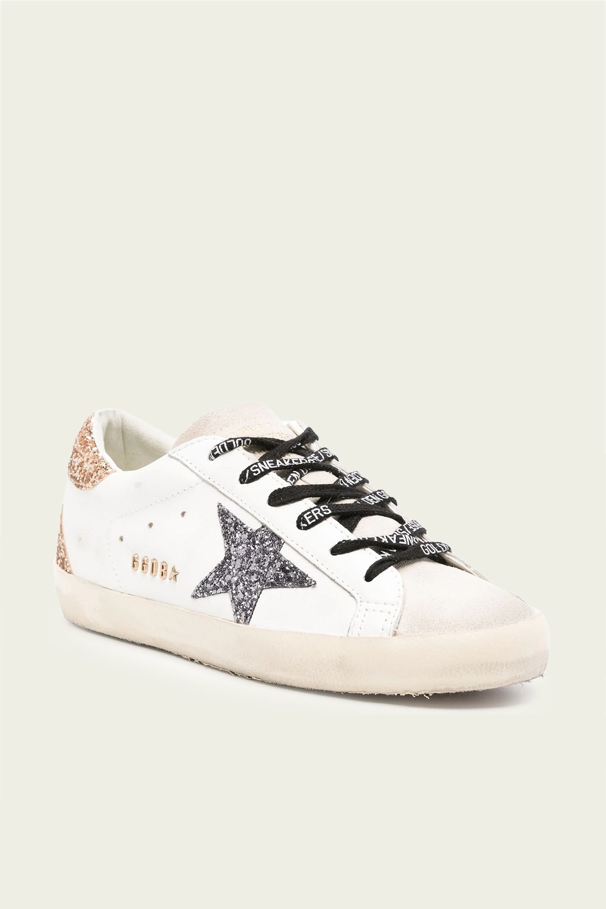 Super-Star Gold Glitter Back White Leather Sneaker - shop-olivia.com