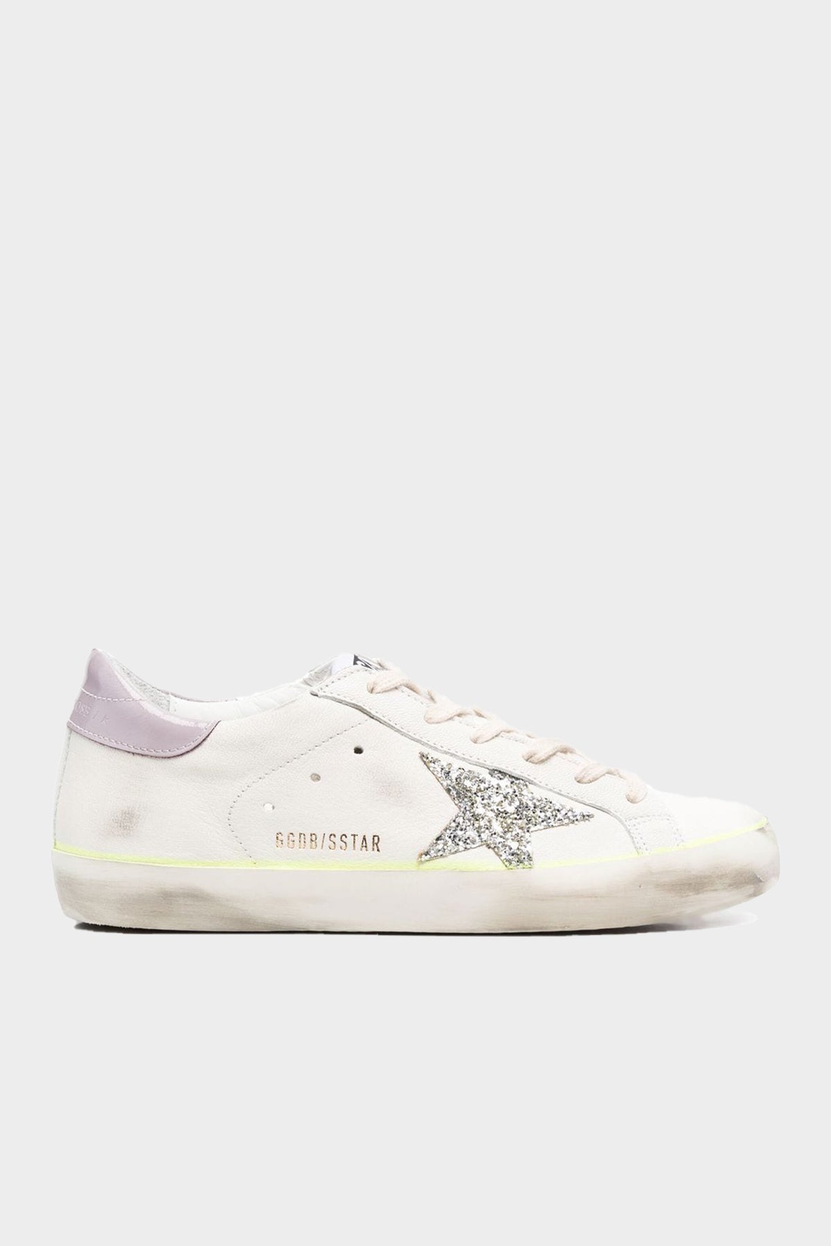 Super-Star Lilac Back and Silver Glitter Star Leather Sneaker - shop-olivia.com