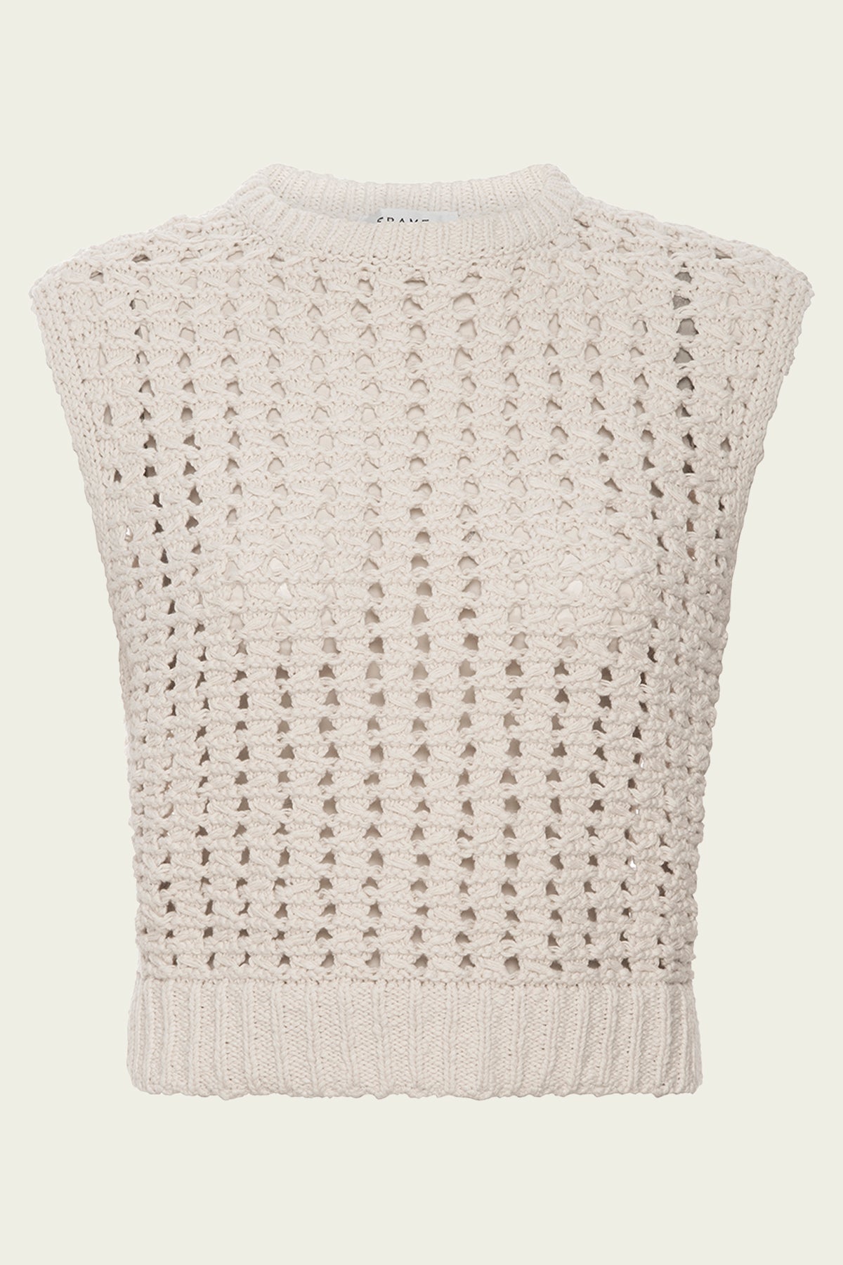 Tape Yarn Sweater Vest in Cream - shop-olivia.com