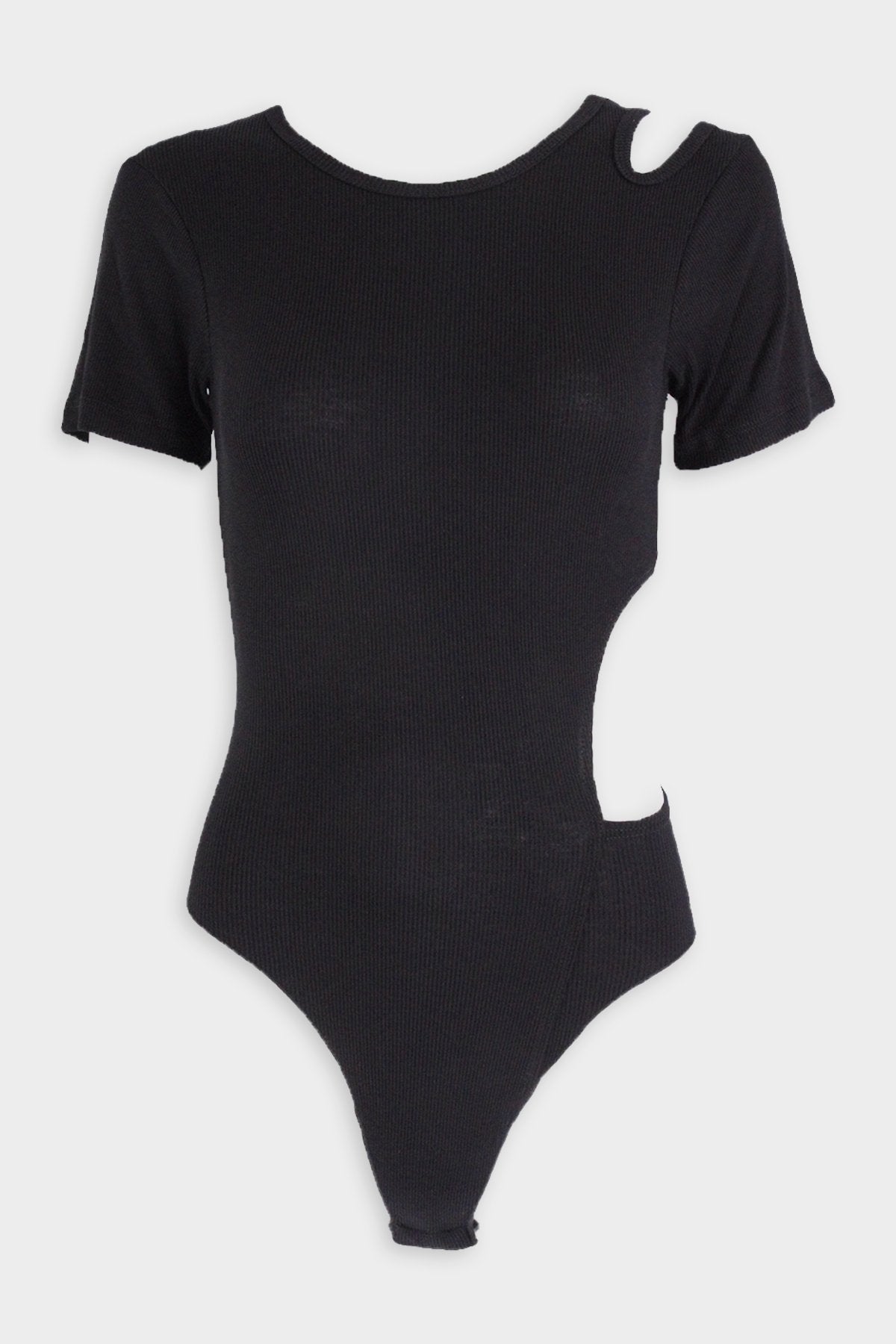 Teather Rib Bodysuit in Black - shop-olivia.com