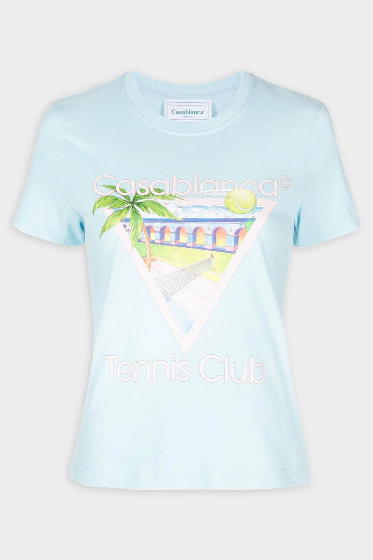Tennis Club Icon Printed T-Shirt in Pale Blue - shop-olivia.com