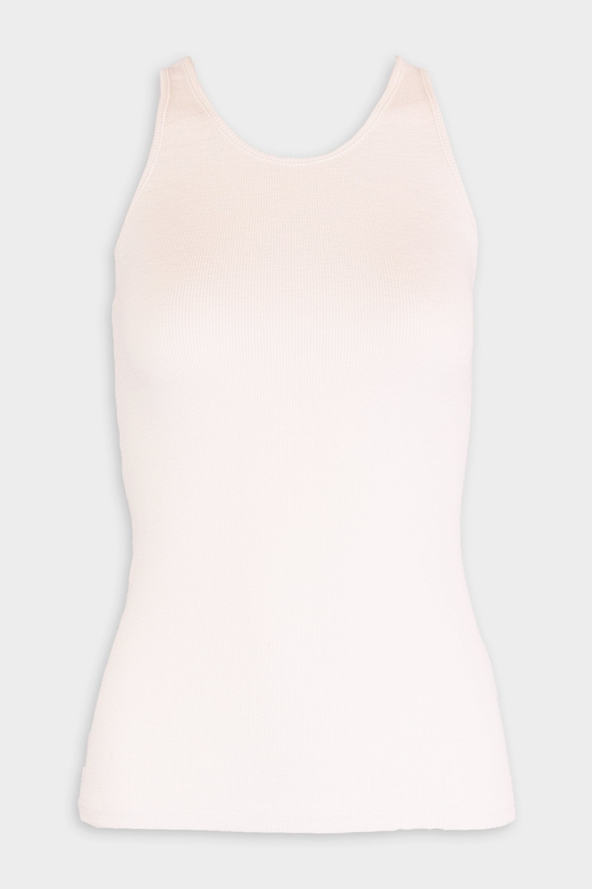 Textured Knit Racer Tank in White - shop-olivia.com