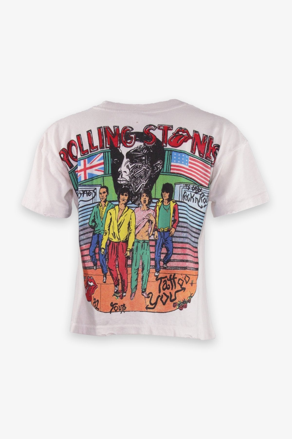 The Rolling Stones Unisex Cropped T-Shirt in White - shop-olivia.com