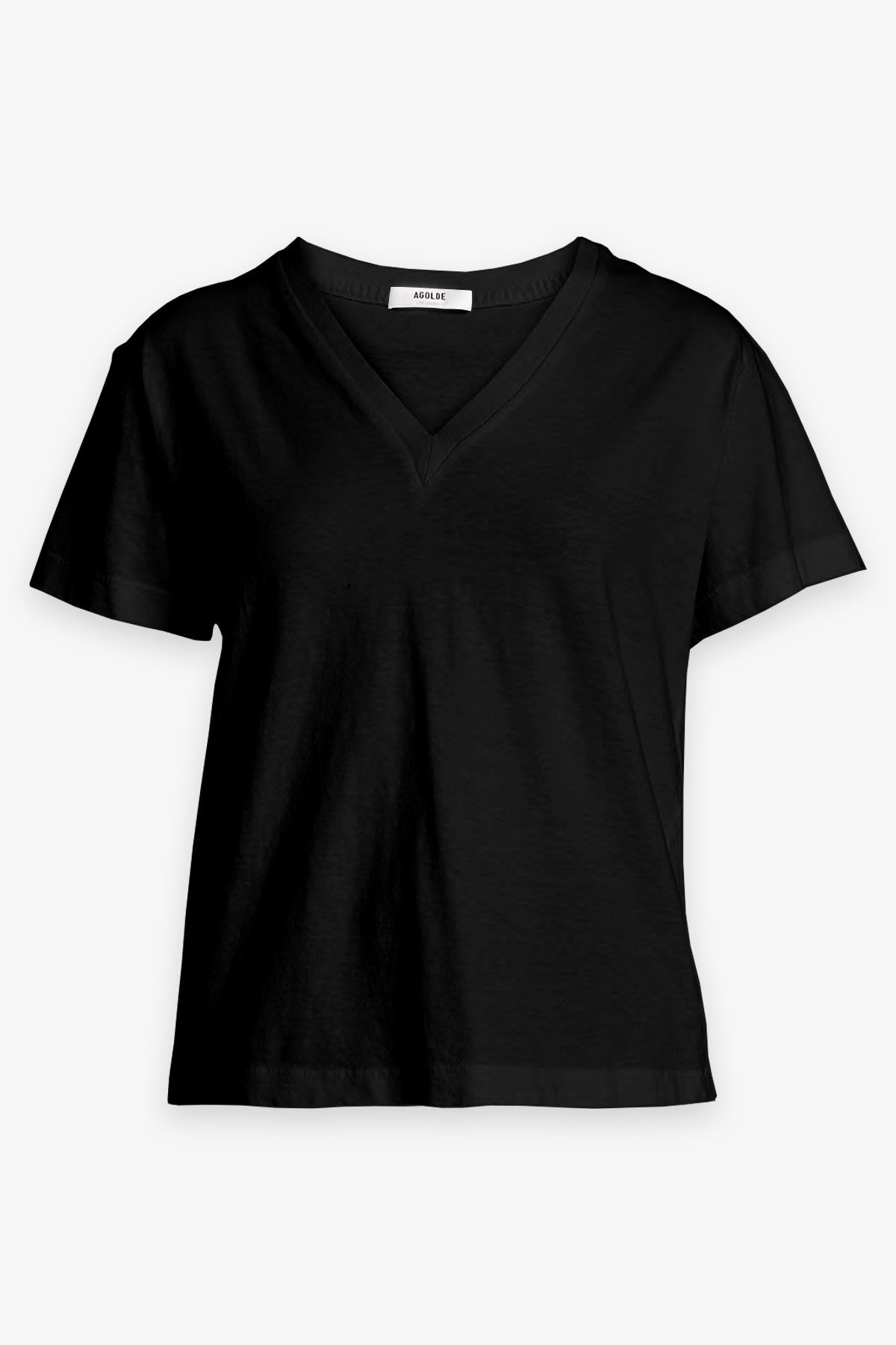 Thea V-Neck Easy T-Shirt in Black - shop-olivia.com