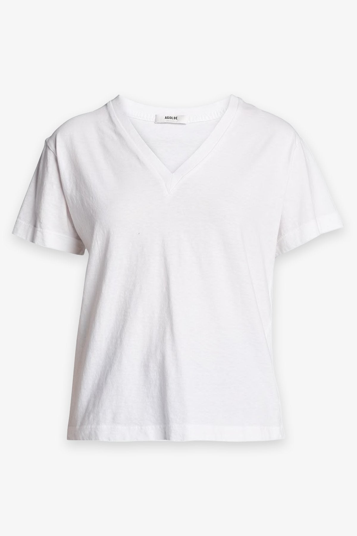 Thea V-Neck Easy T-Shirt in White - shop-olivia.com