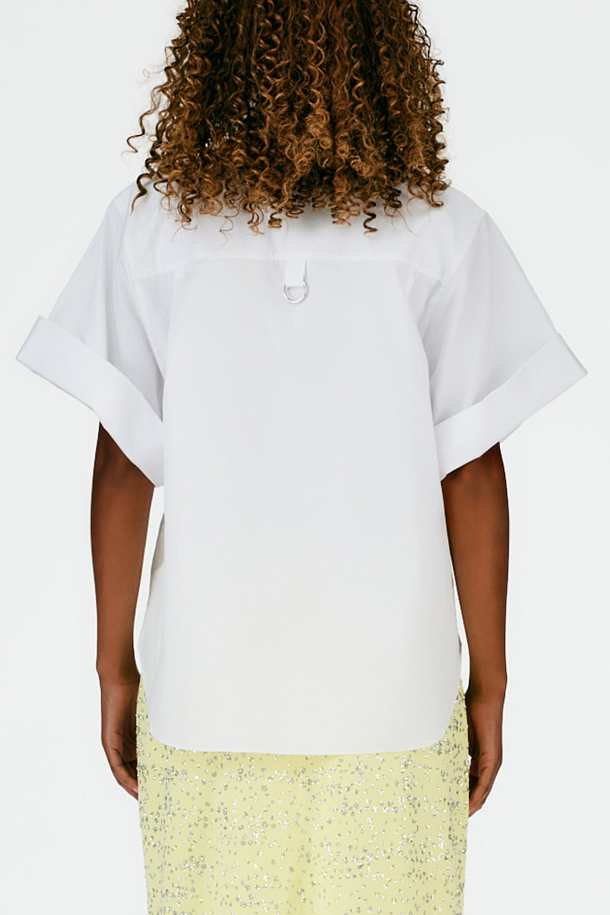 Eco Poplin Rolled Sleeve Shirt in White
