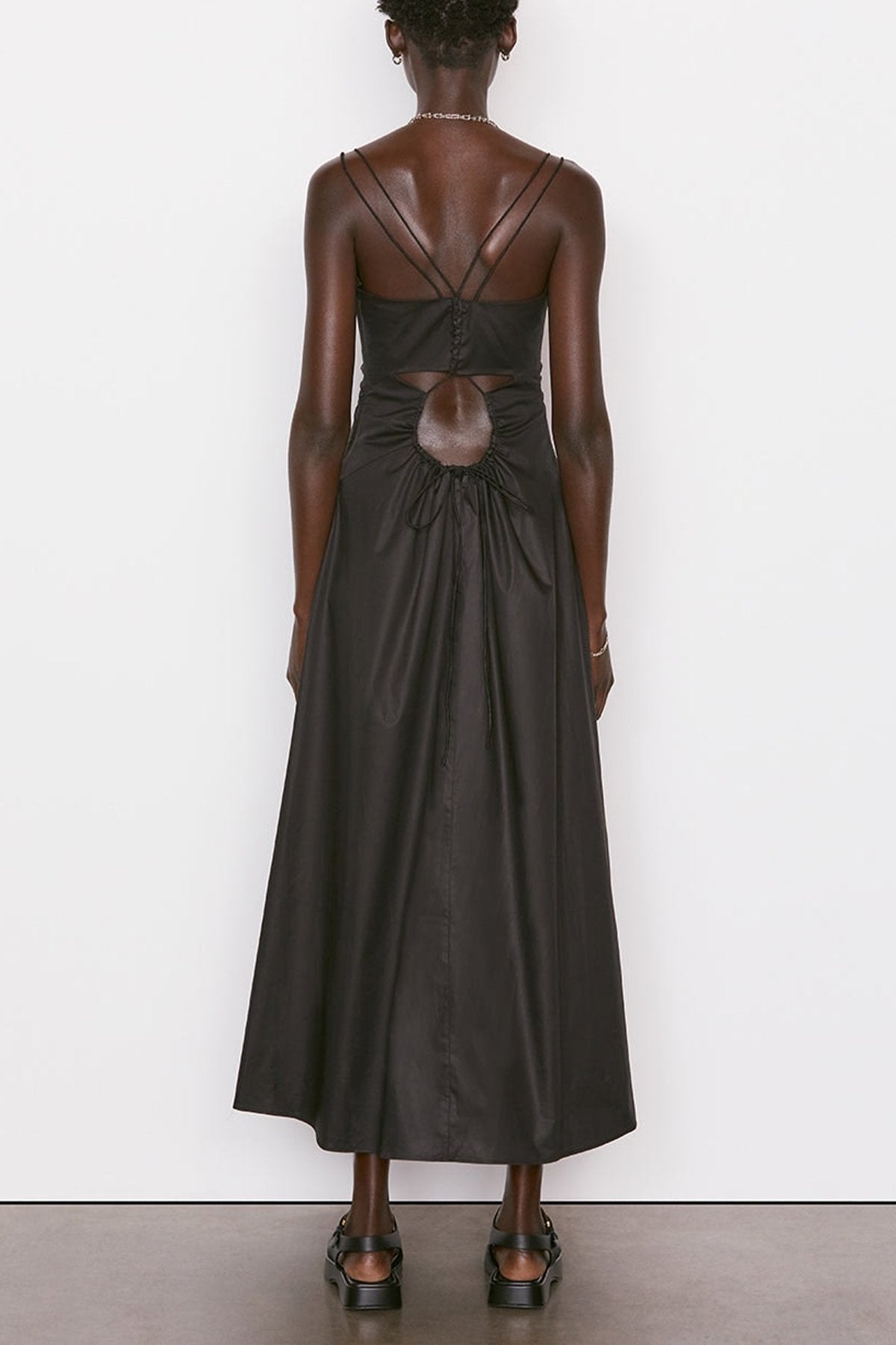 Tie Back Midi Dress in Noir - shop-olivia.com