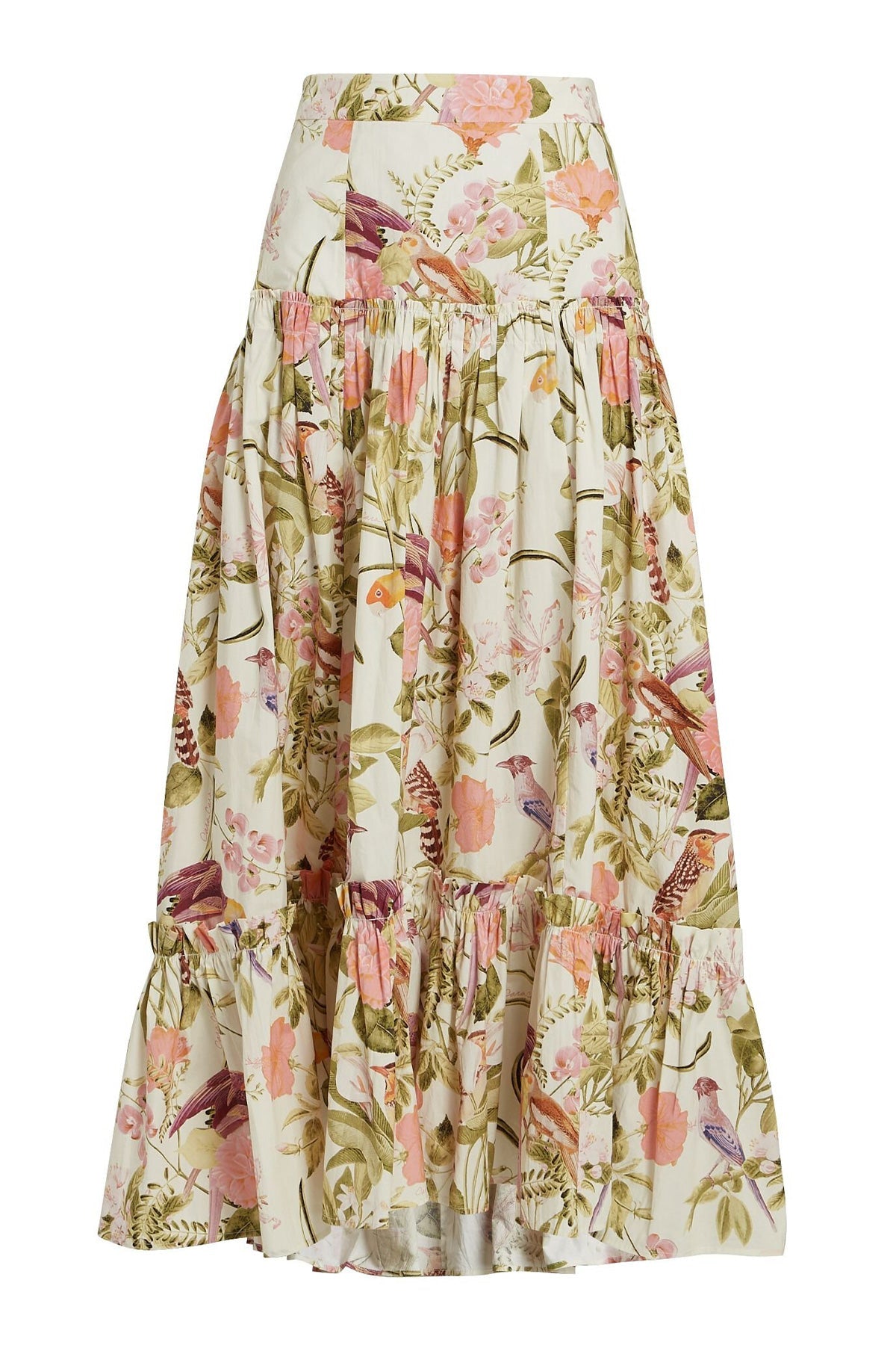 Tisbury Skirt in Tropical Birds Ivory - shop-olivia.com