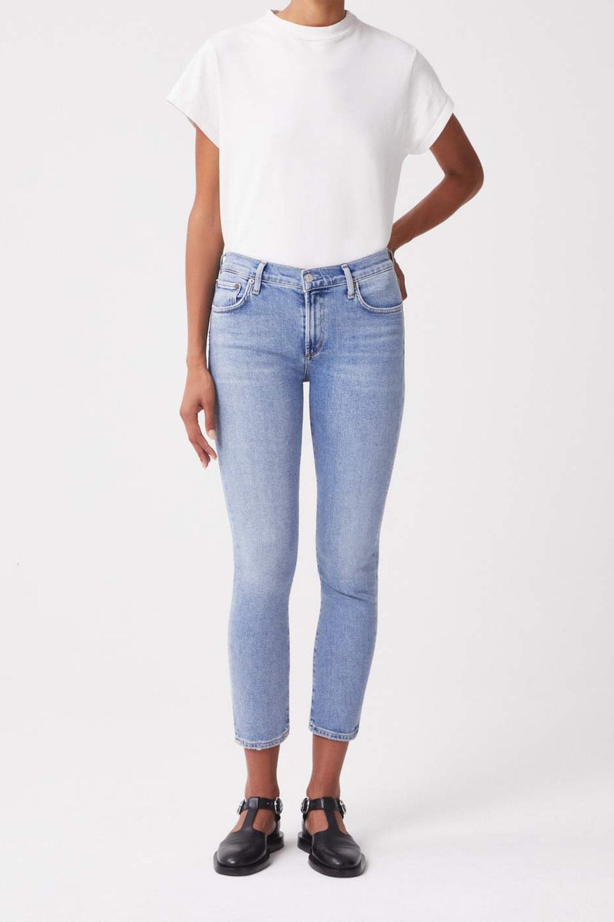Toni Mid Rise Straight Jean in Precipice - shop-olivia.com