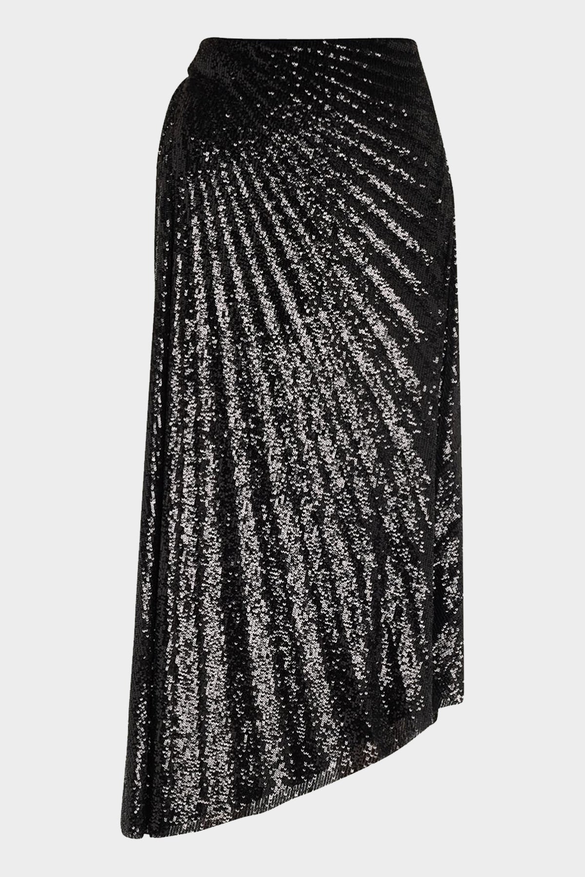 Tori Sequin Midi Skirt in Black