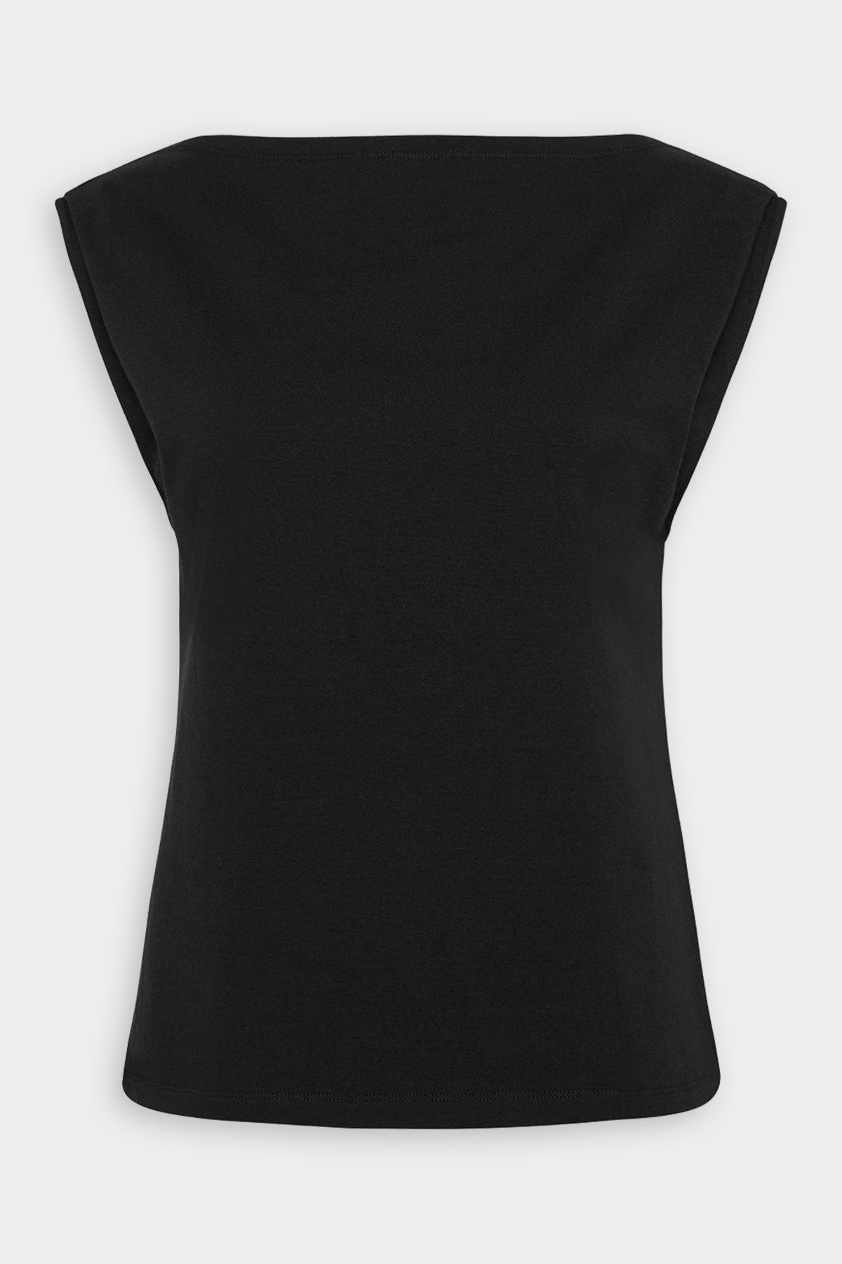 Tuck Shoulder Tee Top in Black - shop-olivia.com