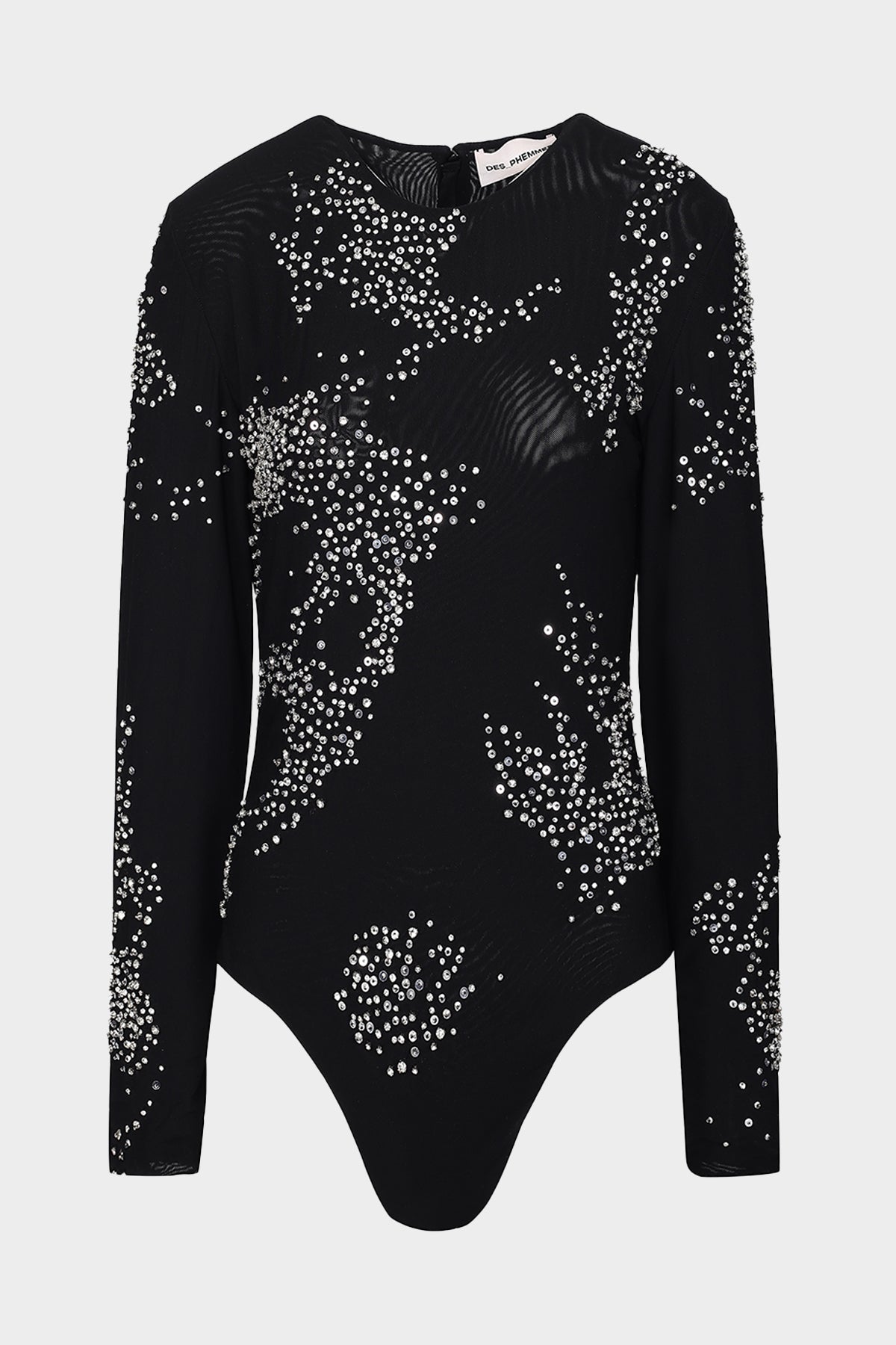 Tulle Splash Embroidered Bodysuit in Black - shop-olivia.com