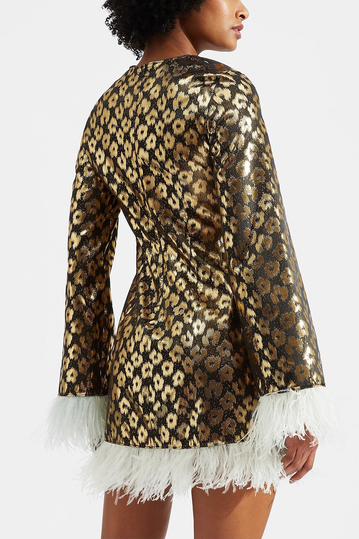 Twiggy Dress with Feathers in Leopard Chine - shop-olivia.com