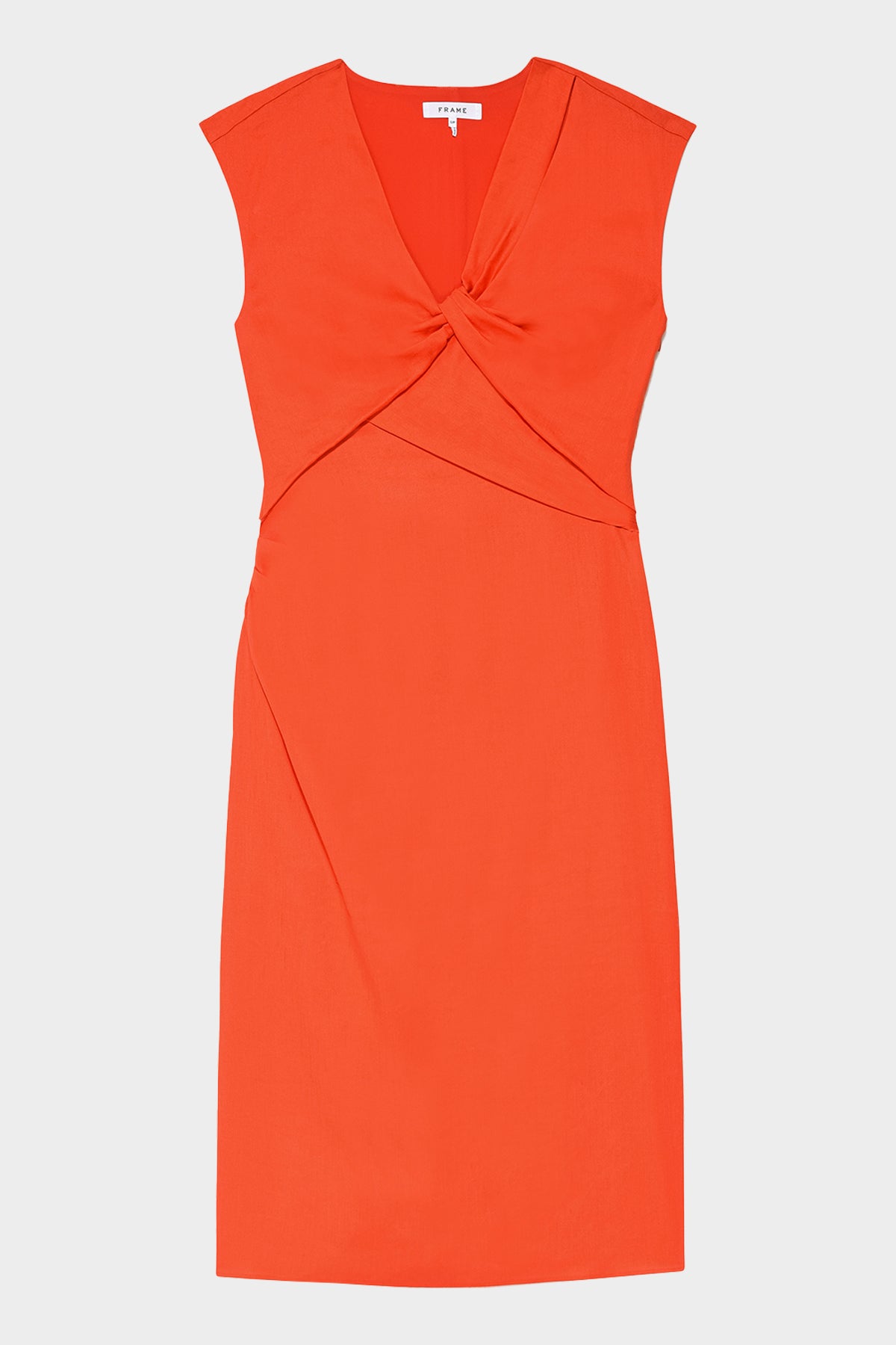 Twist Front Sleeveless Dress in Red Orange - shop-olivia.com