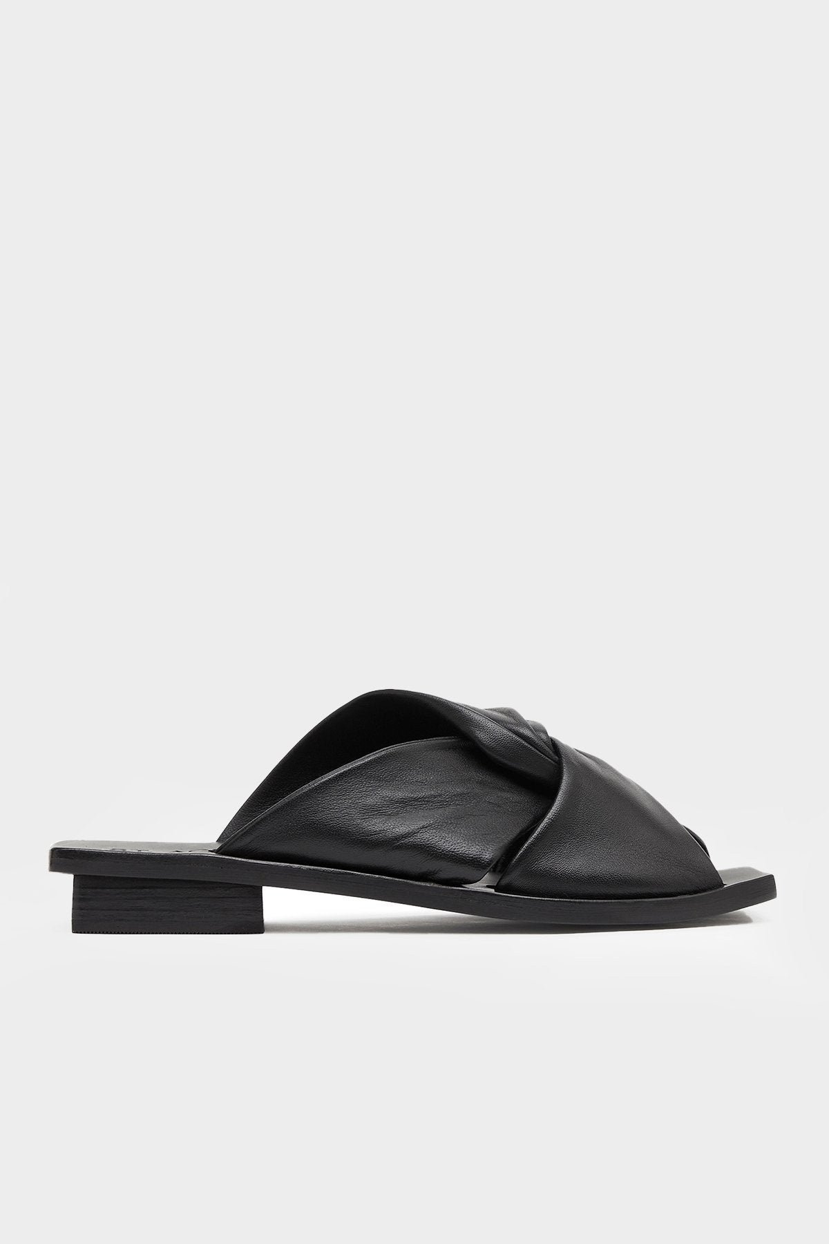 Twist Slide Sandal in Black - shop-olivia.com