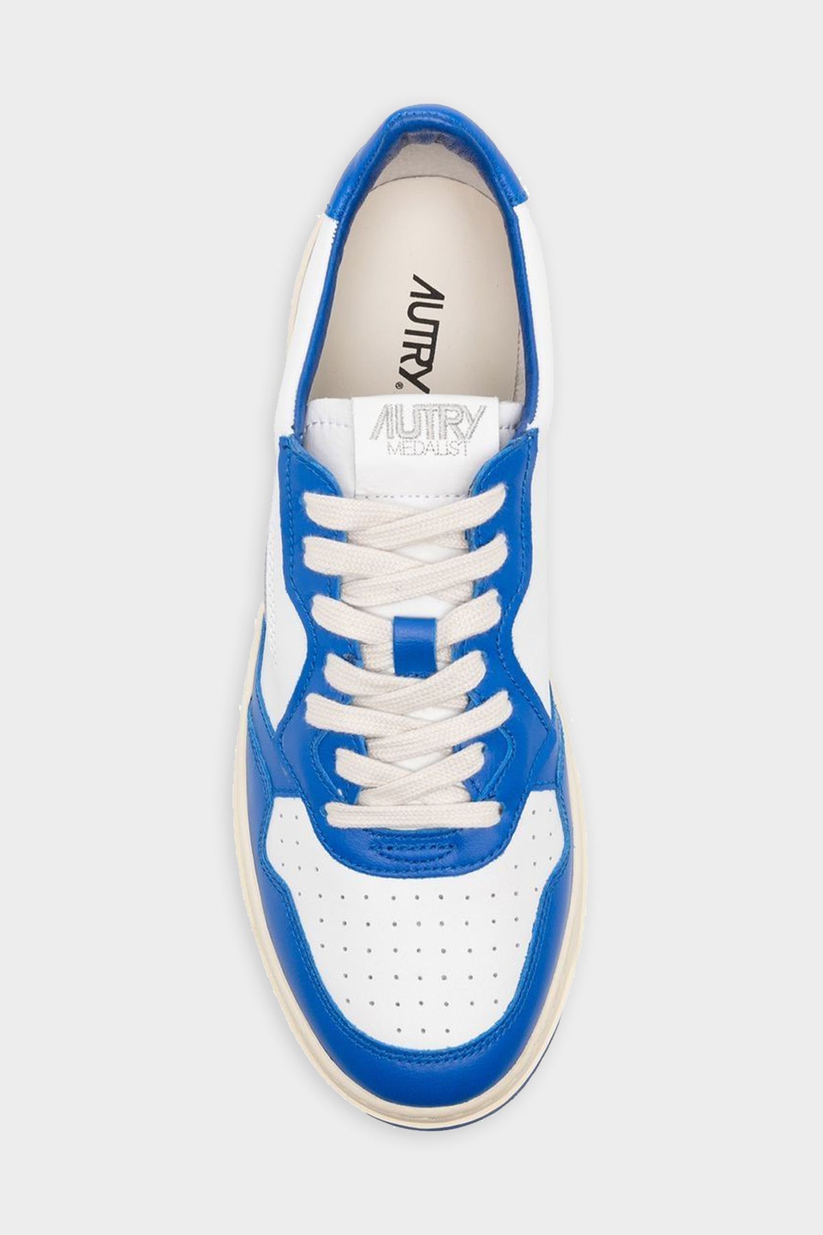 Two-Tone Medalist Low Leather Men Sneaker in White and Prince Blue - shop-olivia.com