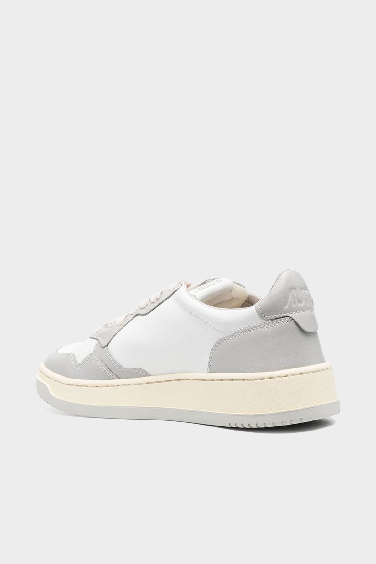 Two-Tone Medalist Low Leather Men Sneaker in White and Vapor - shop-olivia.com