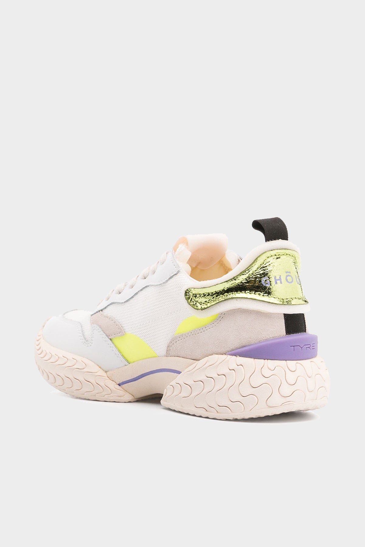 Tyre Mesh & Leather Sneakers in White Violet - shop-olivia.com