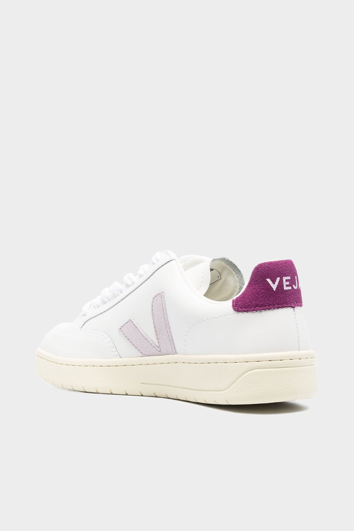 V-12 Leather Sneaker in White Parme Magenta - shop-olivia.com
