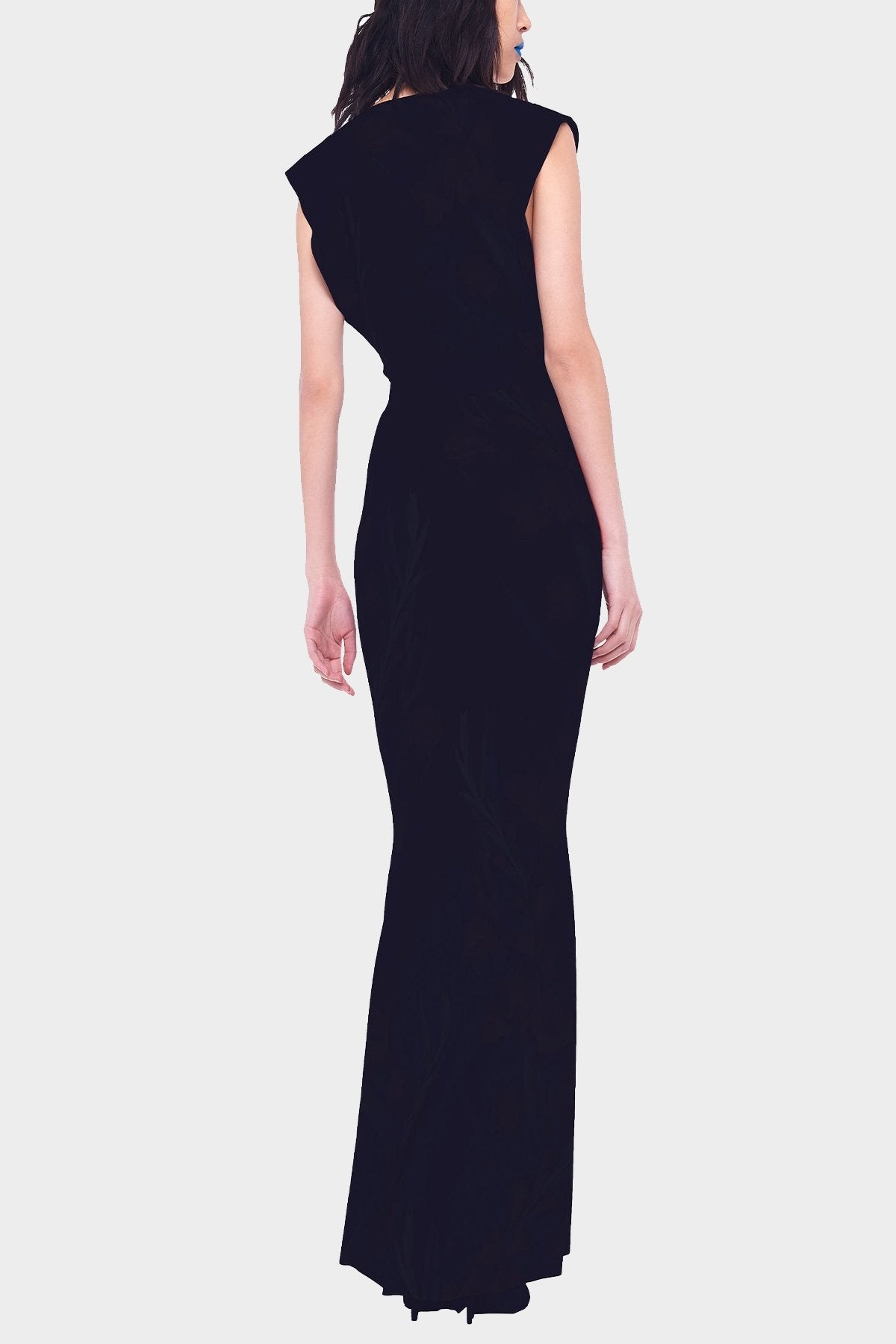 V-Neck Rectangle Gown in Black - shop-olivia.com
