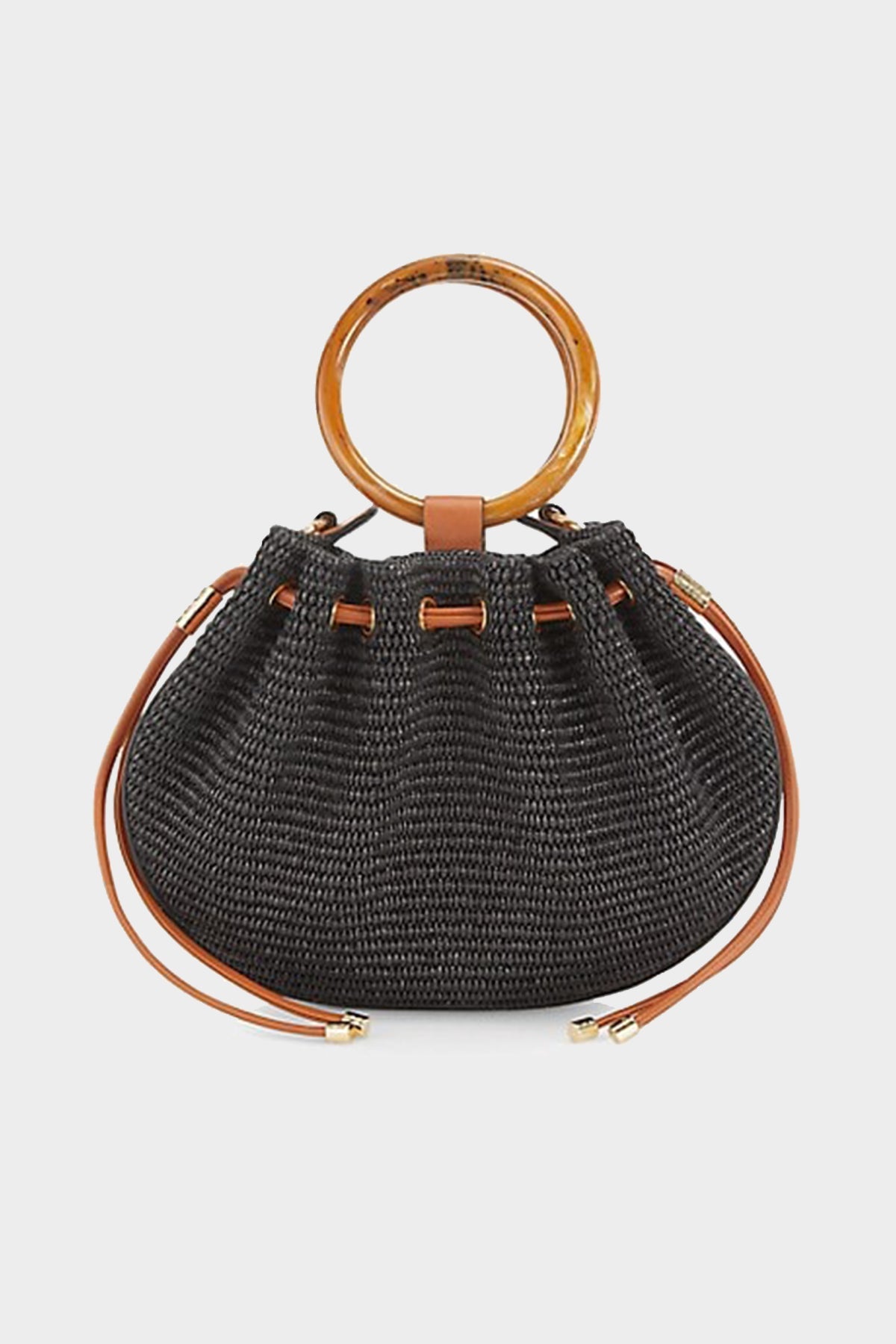 Valeria Small Bamboo Bag in Noir - shop-olivia.com