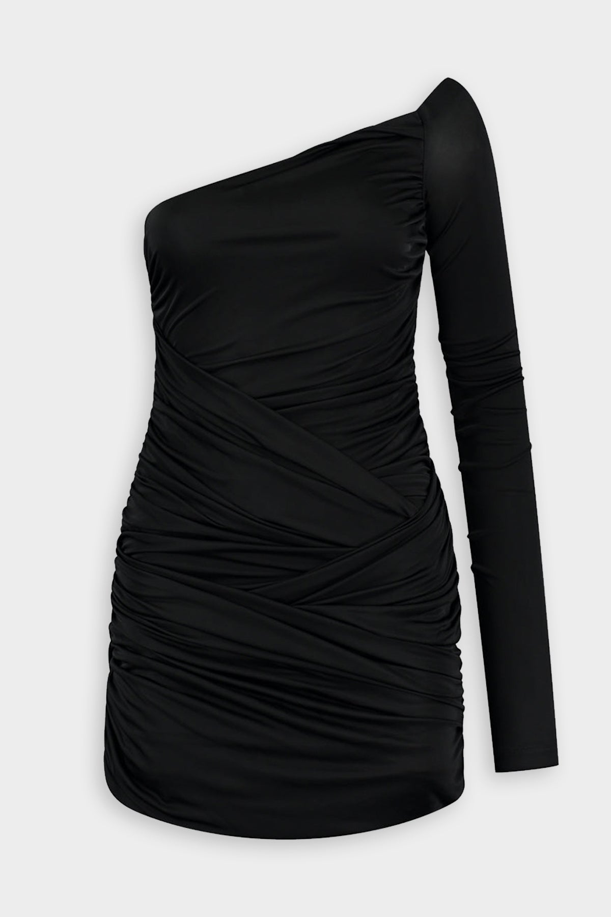 Valmiera Single Long Sleeve Asymmetric Mini Dress - shop-olivia.com