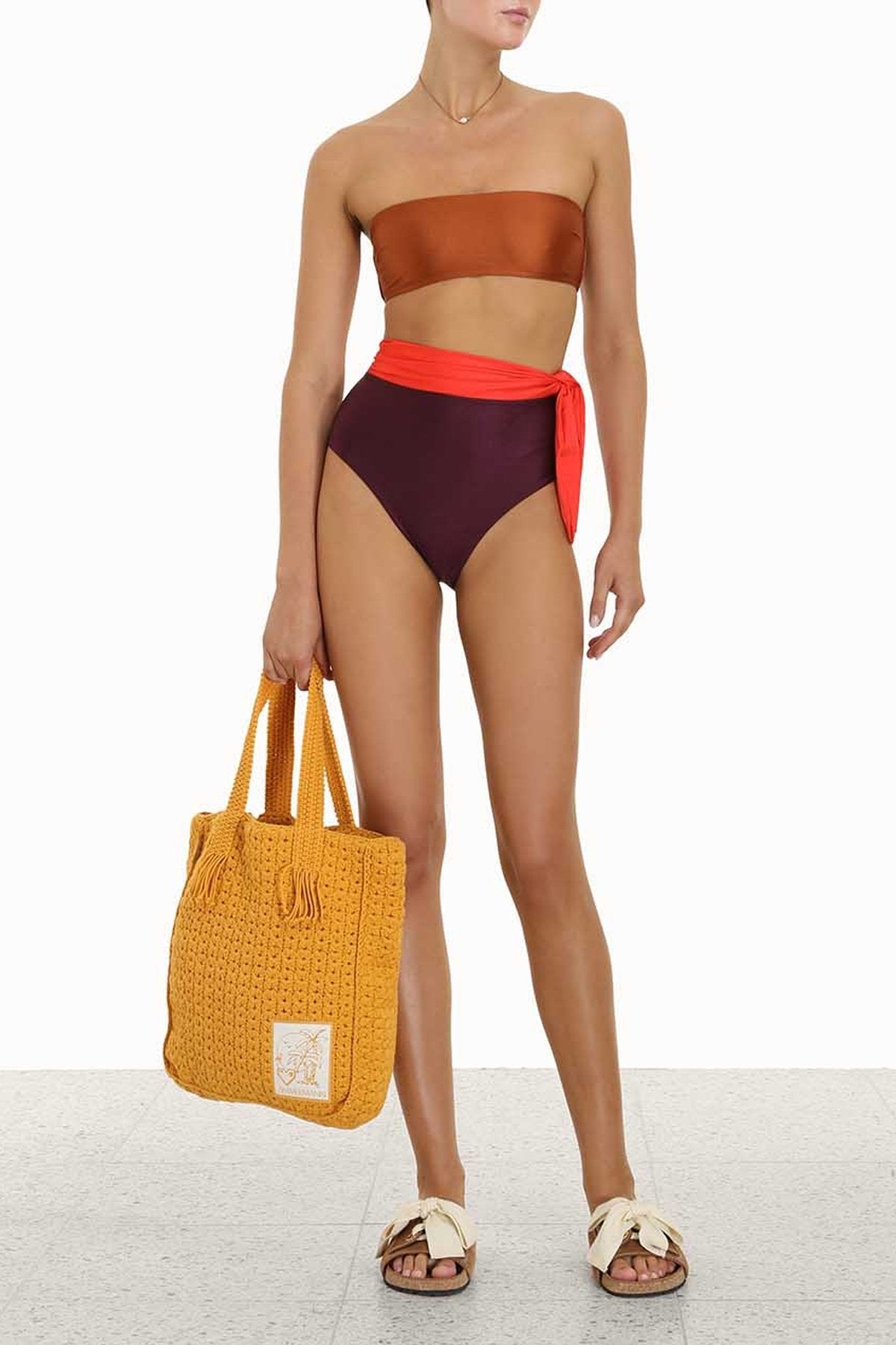 Violet Colour Block Bikini Set in Spliced - shop-olivia.com
