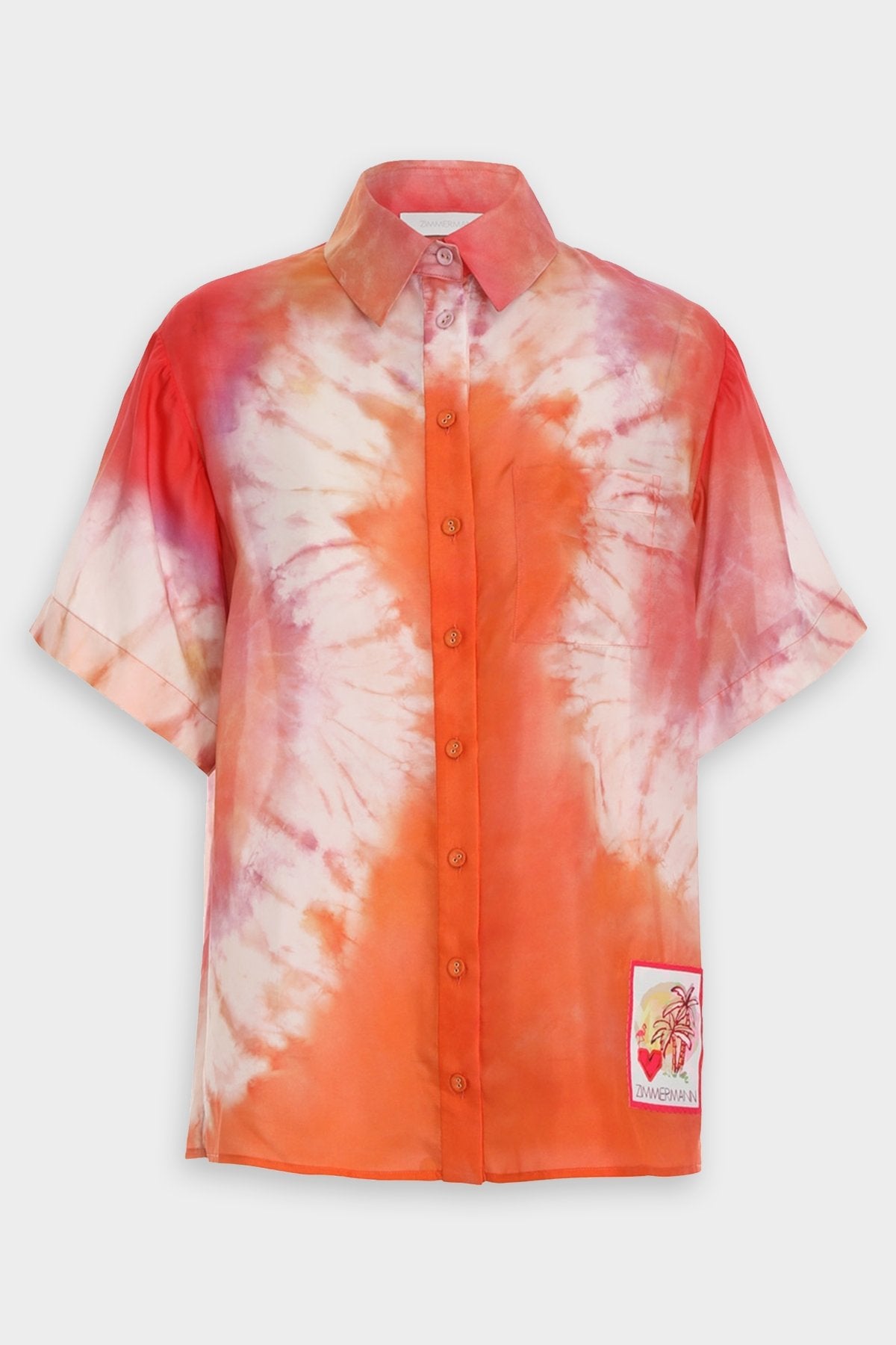 Violet Shirt Sleeve Shirt in Tangerine Tie Dye - shop-olivia.com