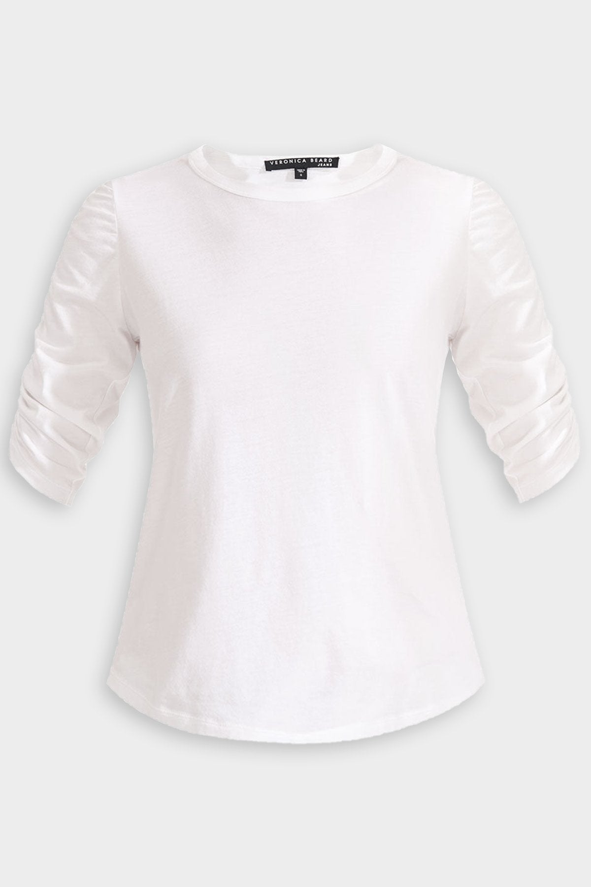 Waldorf Ruched-Sleeve Tee Top in White - shop-olivia.com