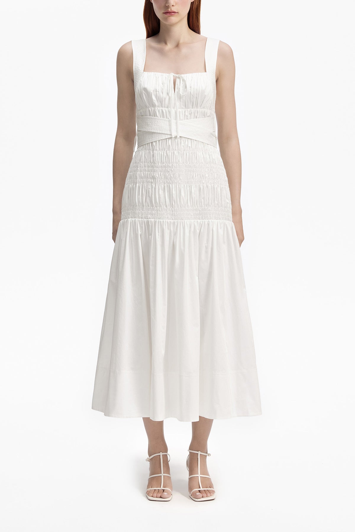 White Cotton Midi Dress - shop-olivia.com