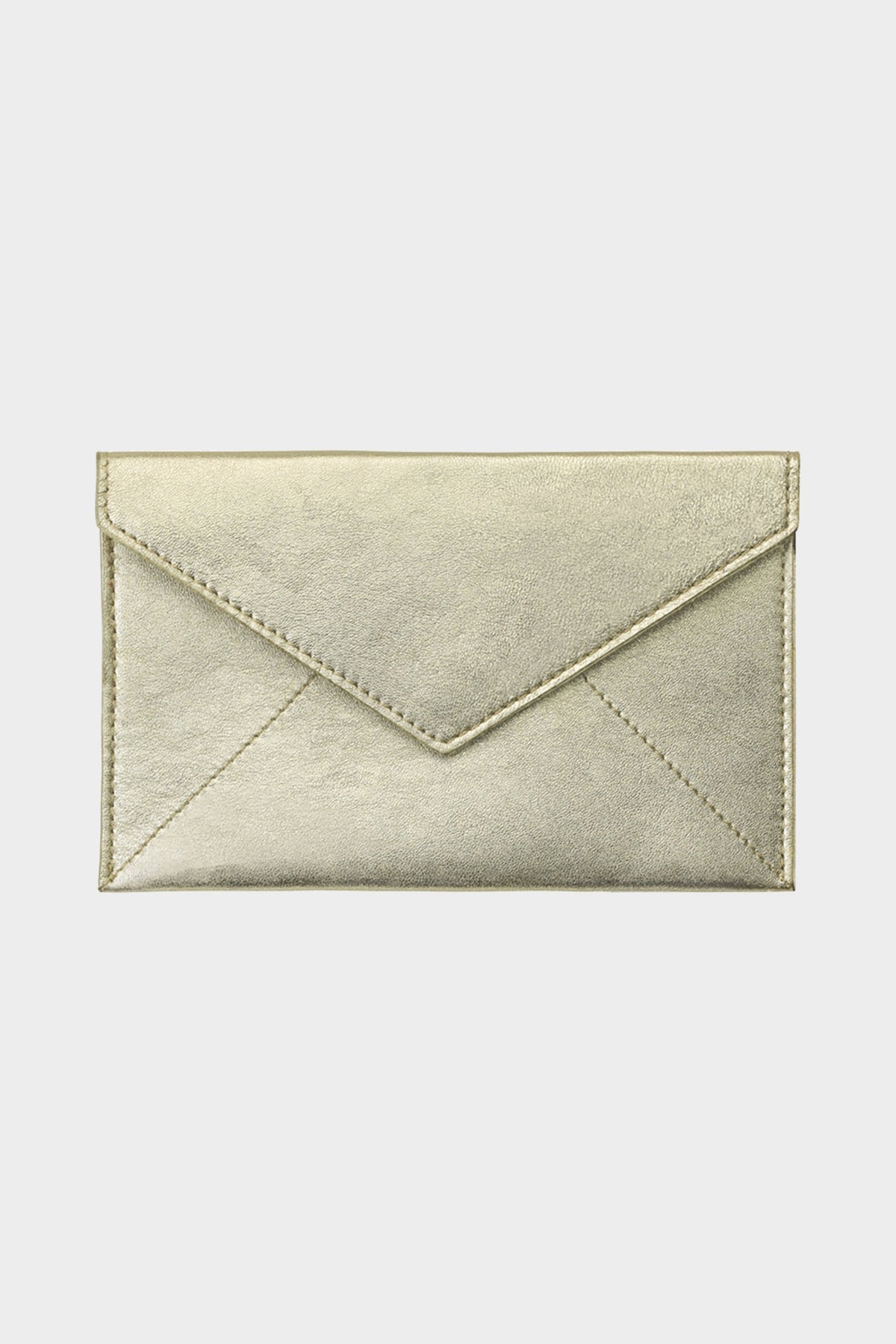 White Gold Metallic Goatskin Medium Envelope - shop-olivia.com