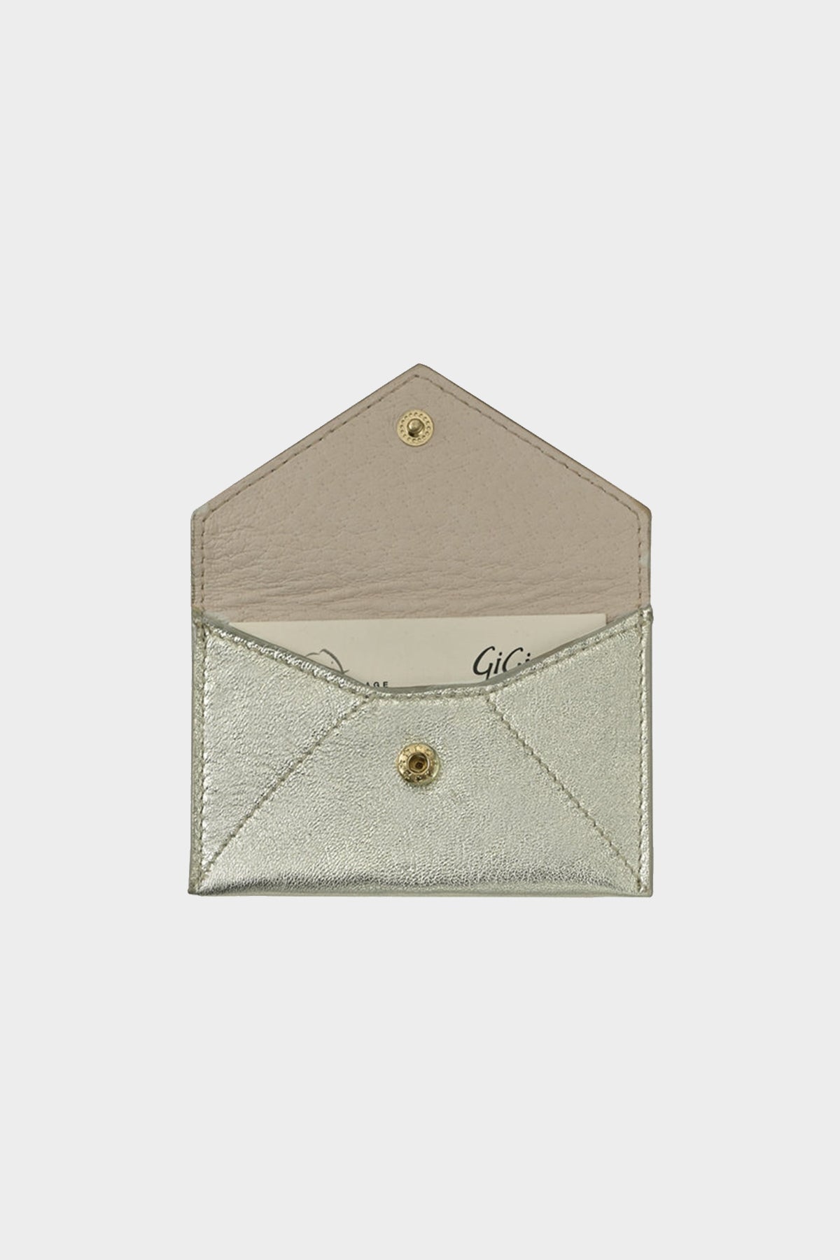 White Gold Metallic Goatskin Mini Envelope - shop-olivia.com