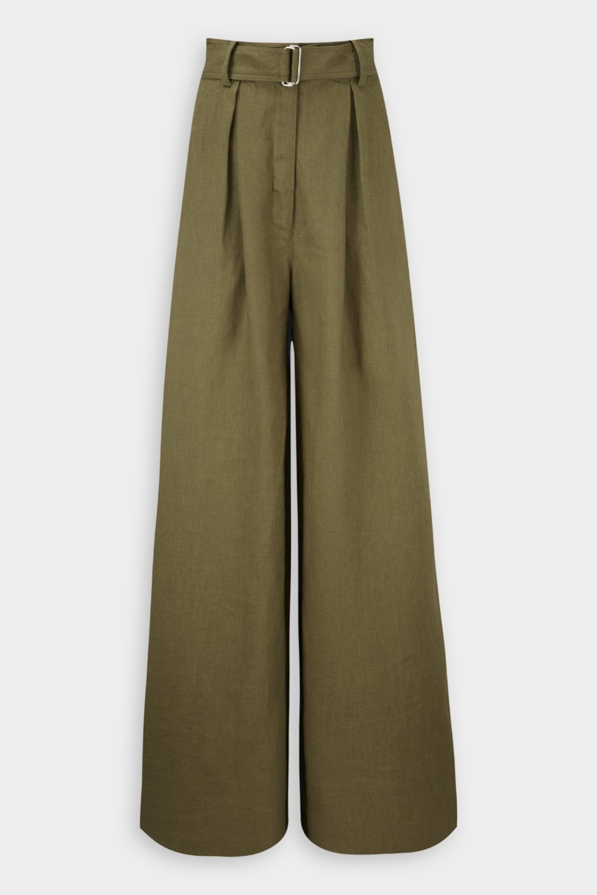 Wide Leg Pleated Pant in Army Green - shop-olivia.com