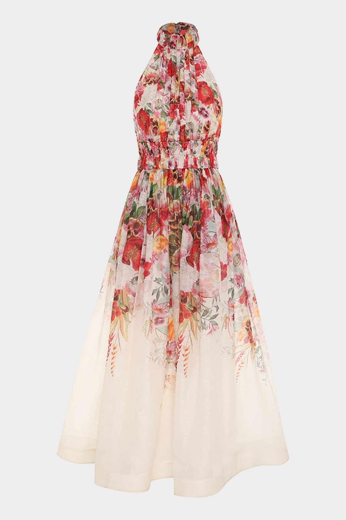 Wonderland Halter Dress in Elka Poppy Ivory Print - shop-olivia.com
