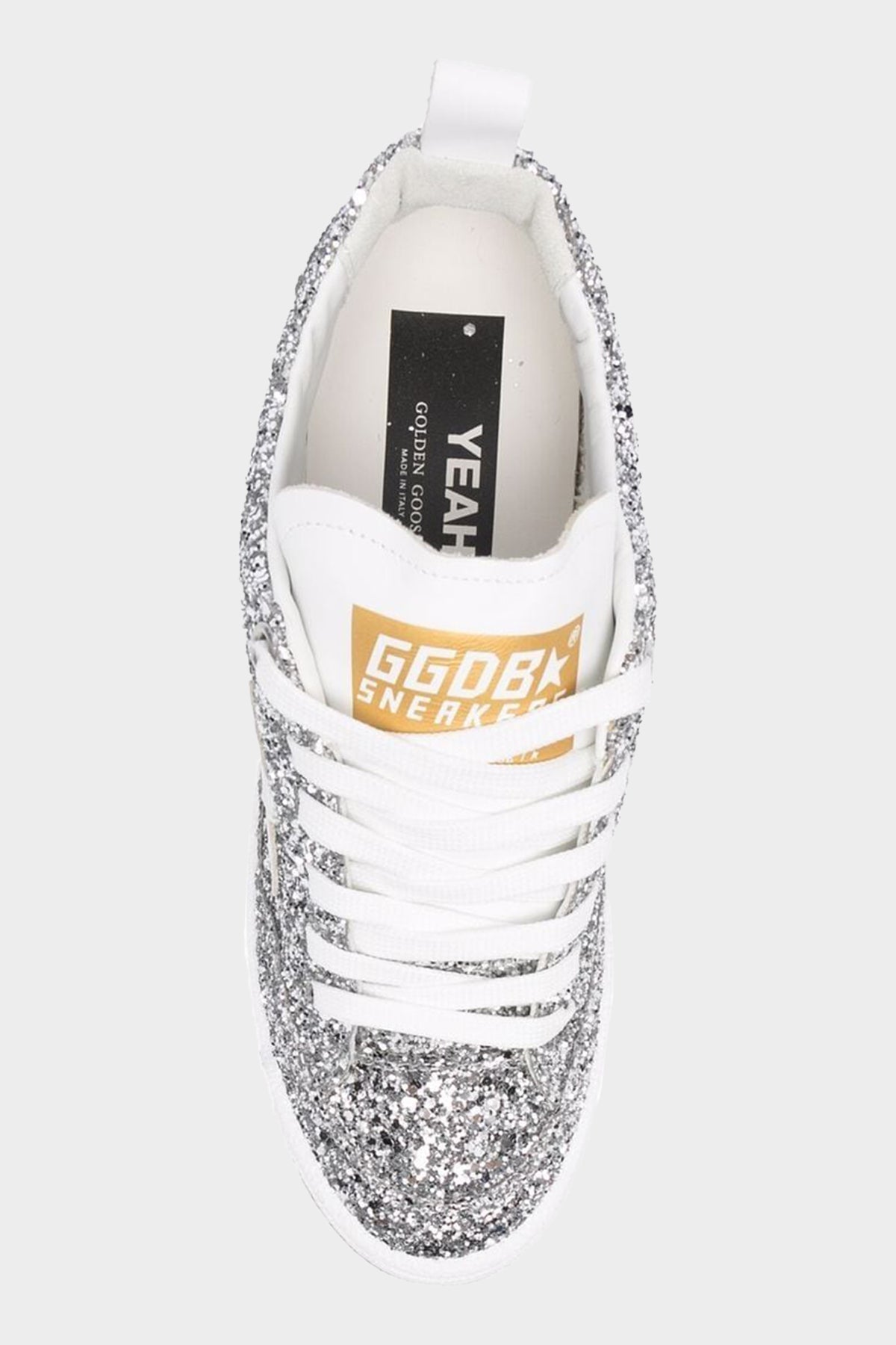 Yeah Silver Glitter Leather Sneaker - shop-olivia.com