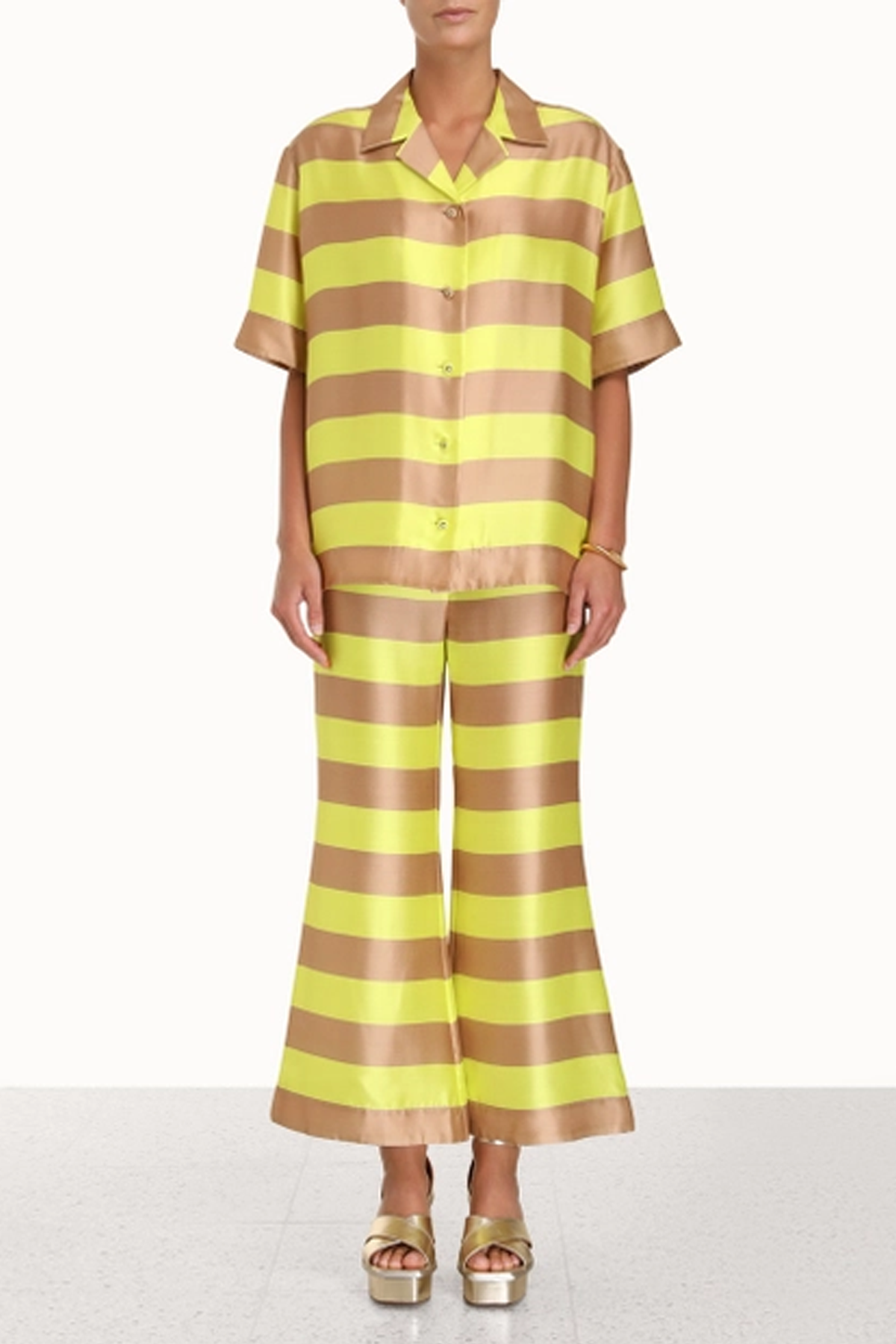 Wonderland Relaxed Kick Flare in Lime Stripe