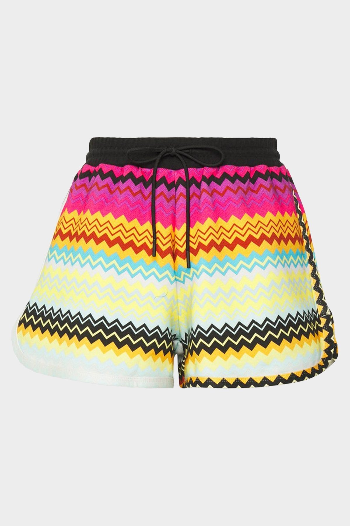 Zig-Zag Cotton Shorts in Multicolored Dark Chevron - shop-olivia.com