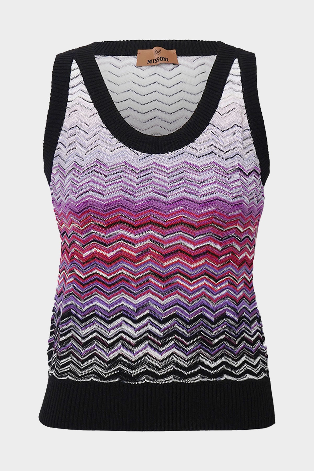 Zig-Zag Knitted Tank Top in Red Black and Blue - shop-olivia.com